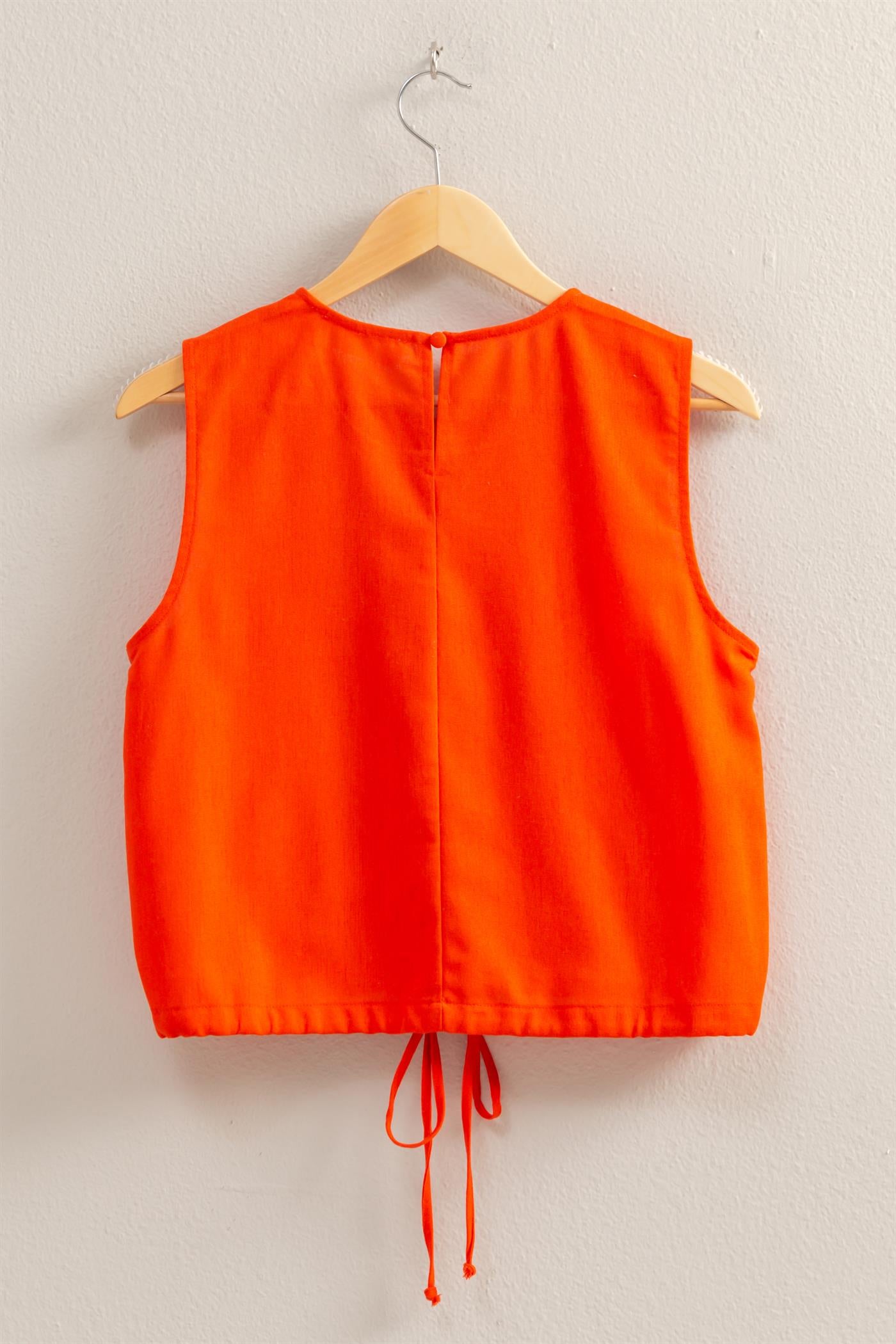 Wholesale Sand Washed Sleeveless Crop Top Clothing Tops DZ25C515 TOMATO DOUBLE ZERO