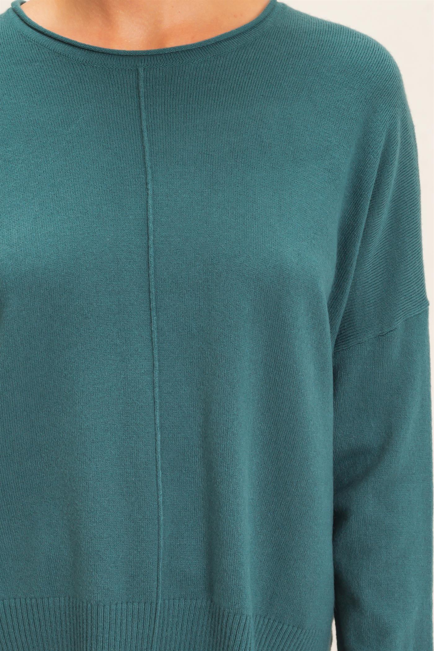 Wholesale Roll Neck Seam Detail Sweater Sweaters DZ26C975 DARK TEAL DOUBLE ZERO