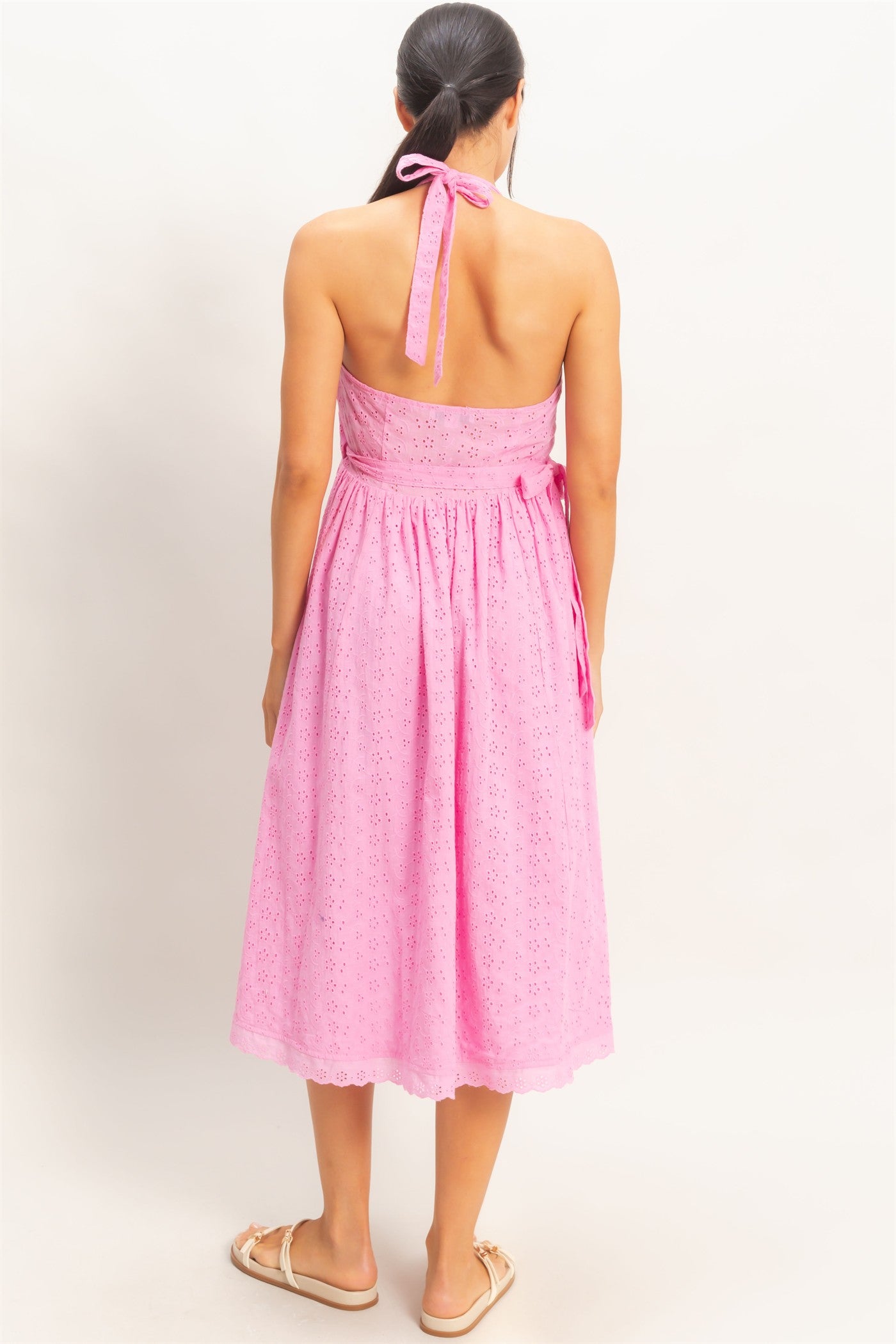 Wholesale Halter Neck Midi Dress Dresses HF26C895 PINK HYFVE