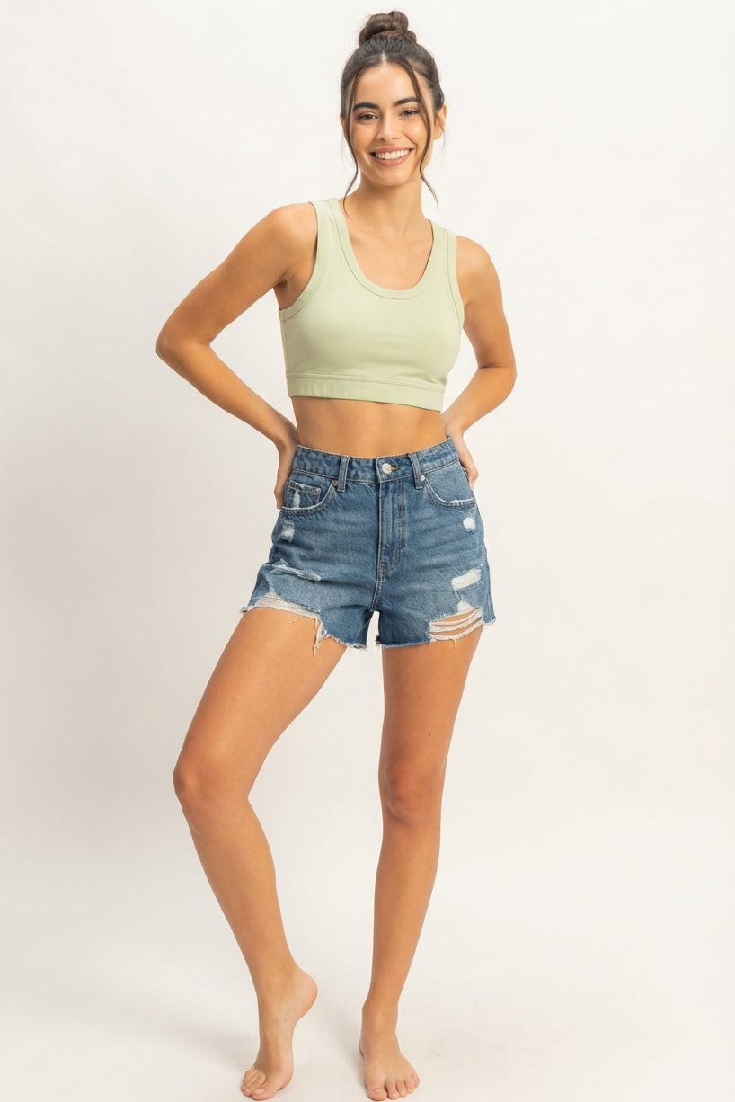 Wholesale Cropped Tank Top Clothing Tops DZ22E360 PASTEL GREEN DOUBLE ZERO