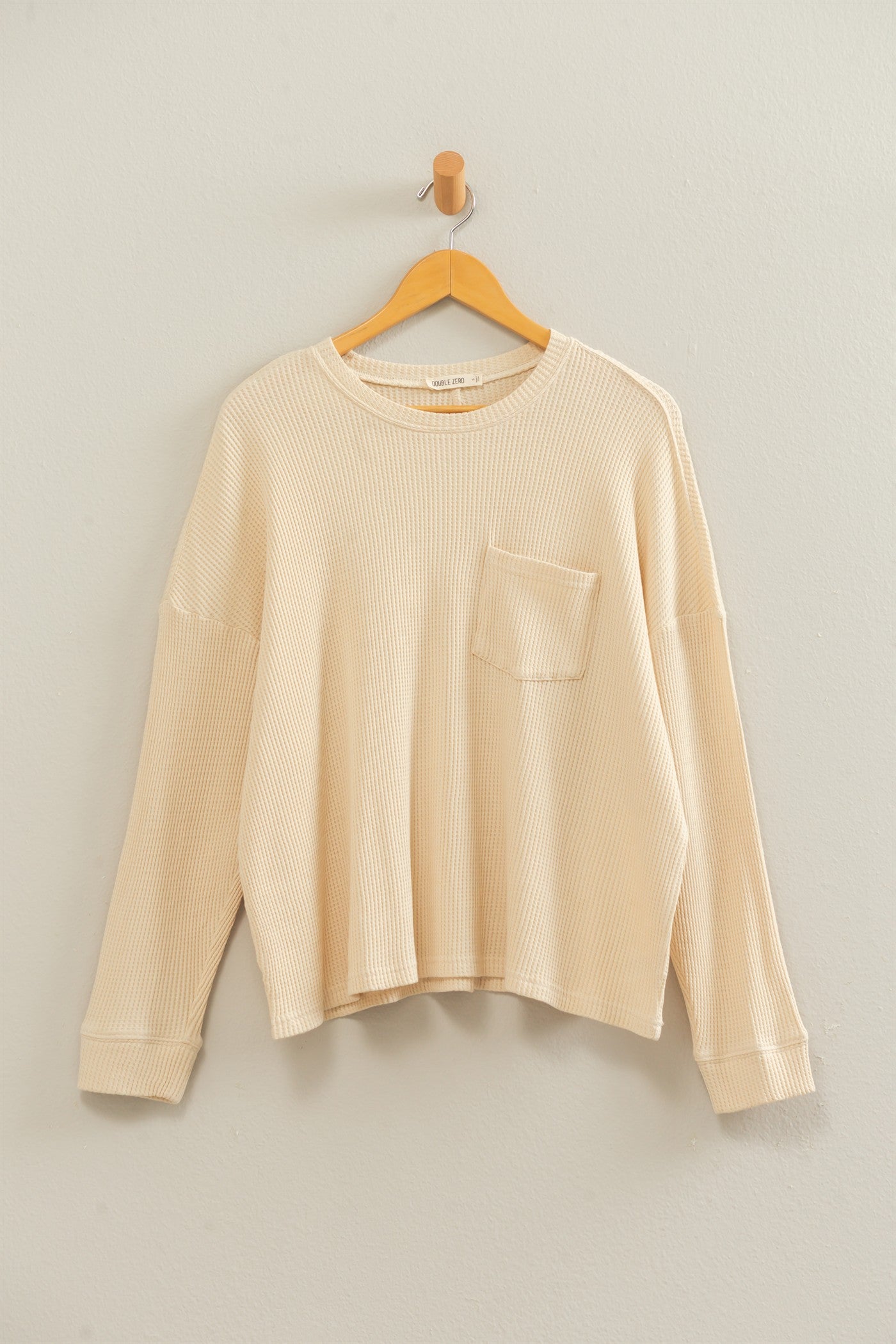 Wholesale Mineral Wash Waffle Long Sleeve Top Clothing Tops DZ26F242 ALPACA DOUBLE ZERO