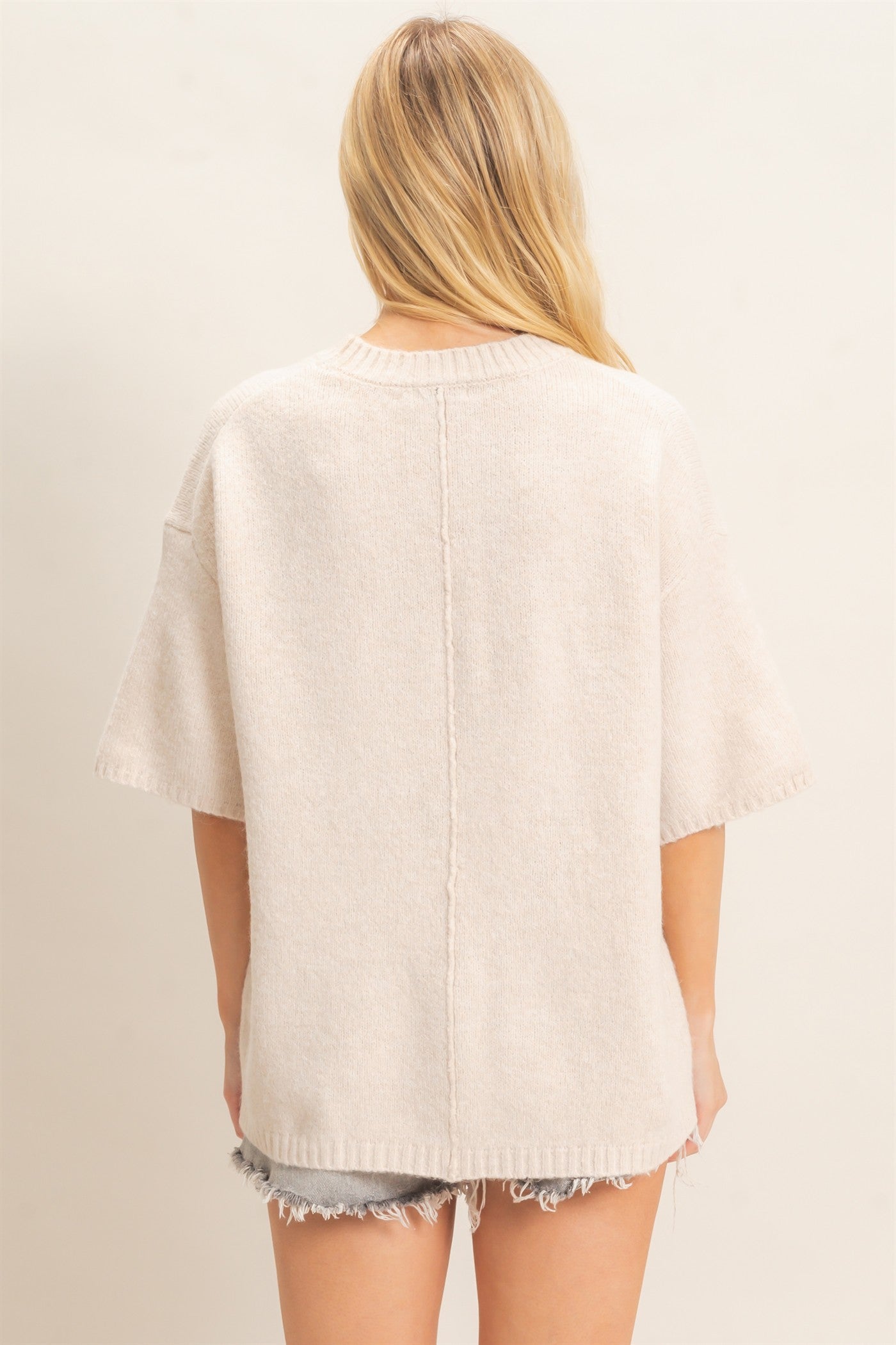 Wholesale Oversized Drop Shoulder Sweater Sweaters HF26E143 OATMEAL HYFVE