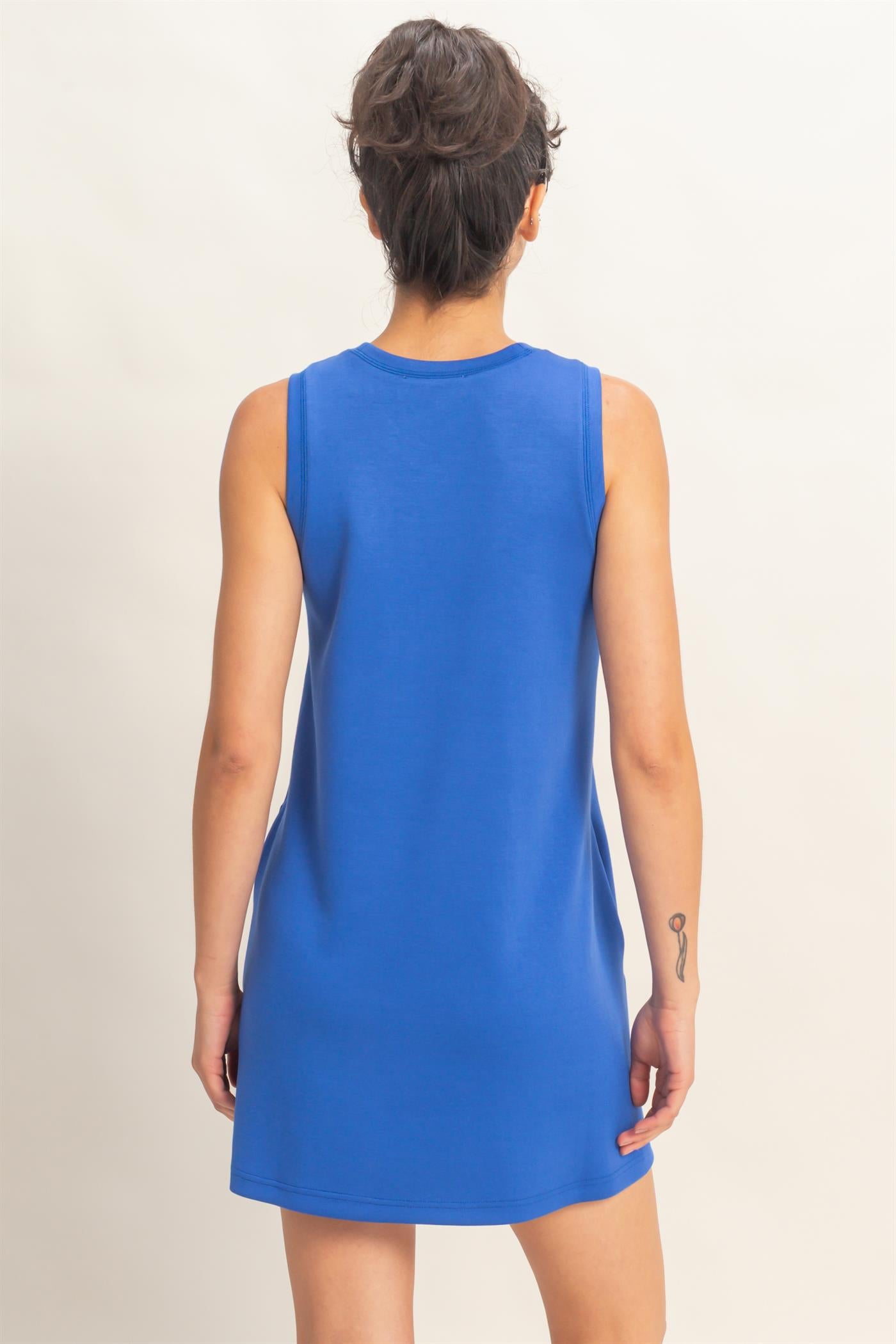 Wholesale Crew Neck Tank Mini Dress Dresses DZ26C702 COBALT DOUBLE ZERO