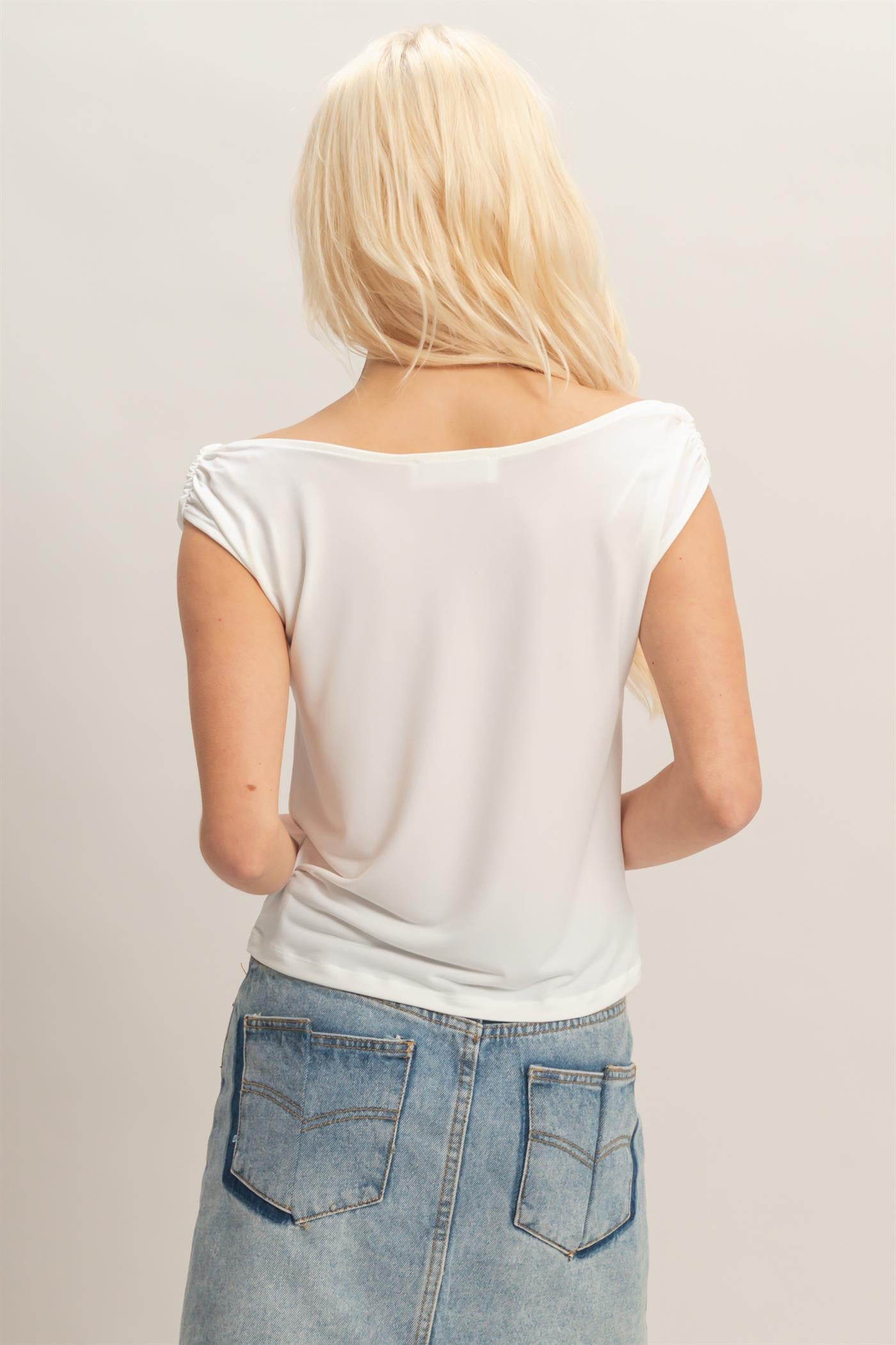 Wholesale Cowl Neck Sleeveless Top Clothing Tops DZ26C274 WHITE DOUBLE ZERO