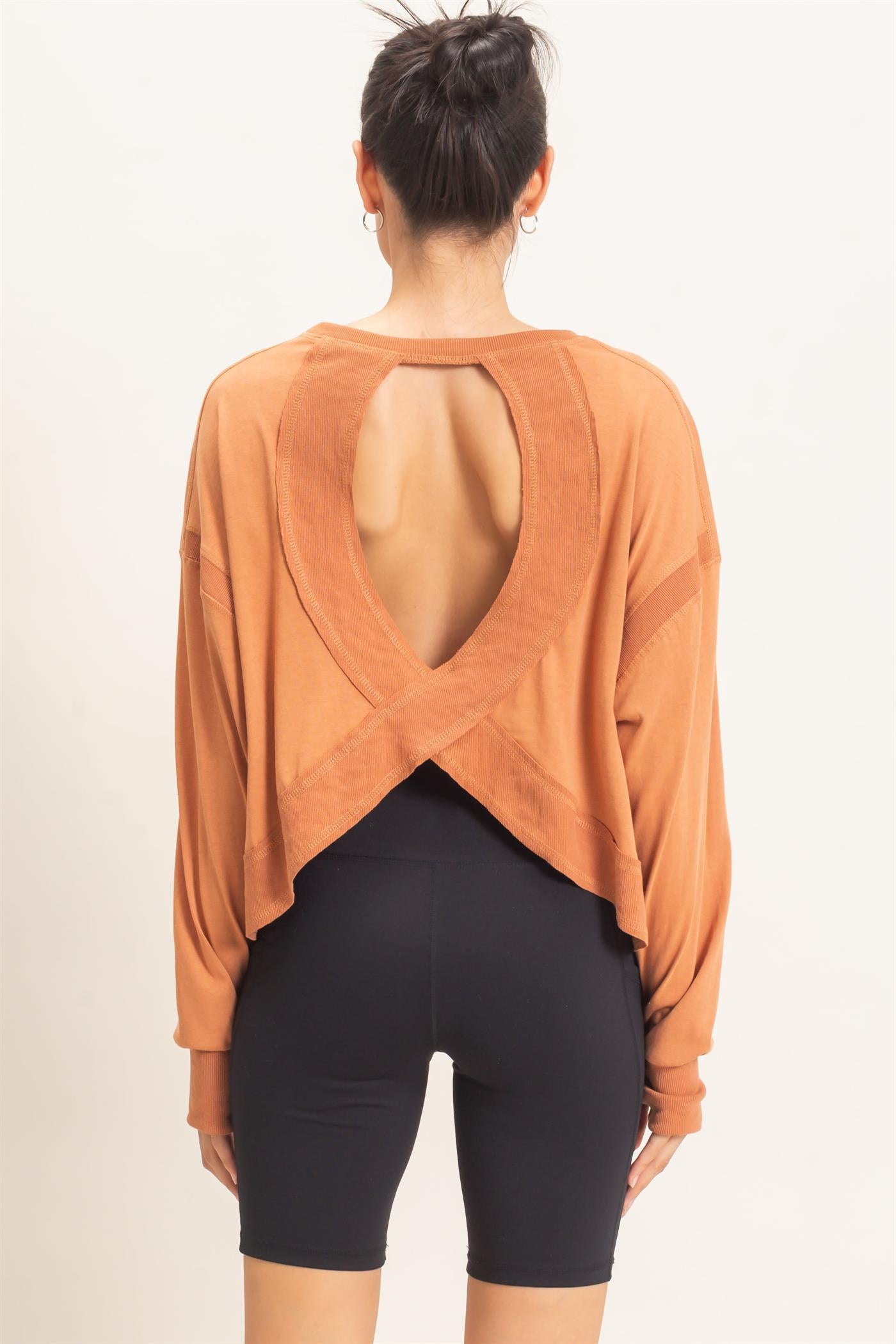 Wholesale Crew Neck Top Clothing Tops HF26C808 SIENNA BROWN HYFVE