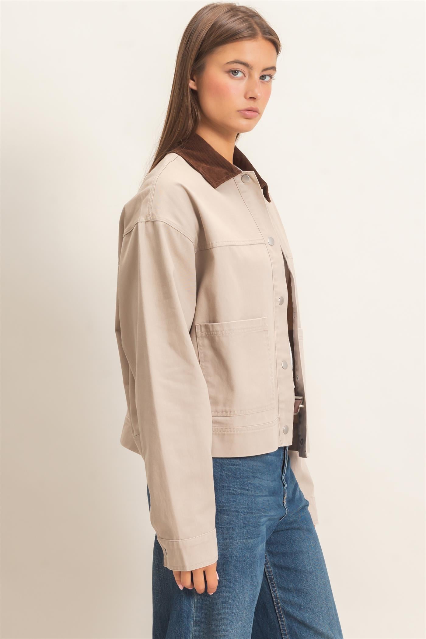 Wholesale Twill Barn Jacket Coats & Jackets DZ26E394 BEIGE DOUBLE ZERO