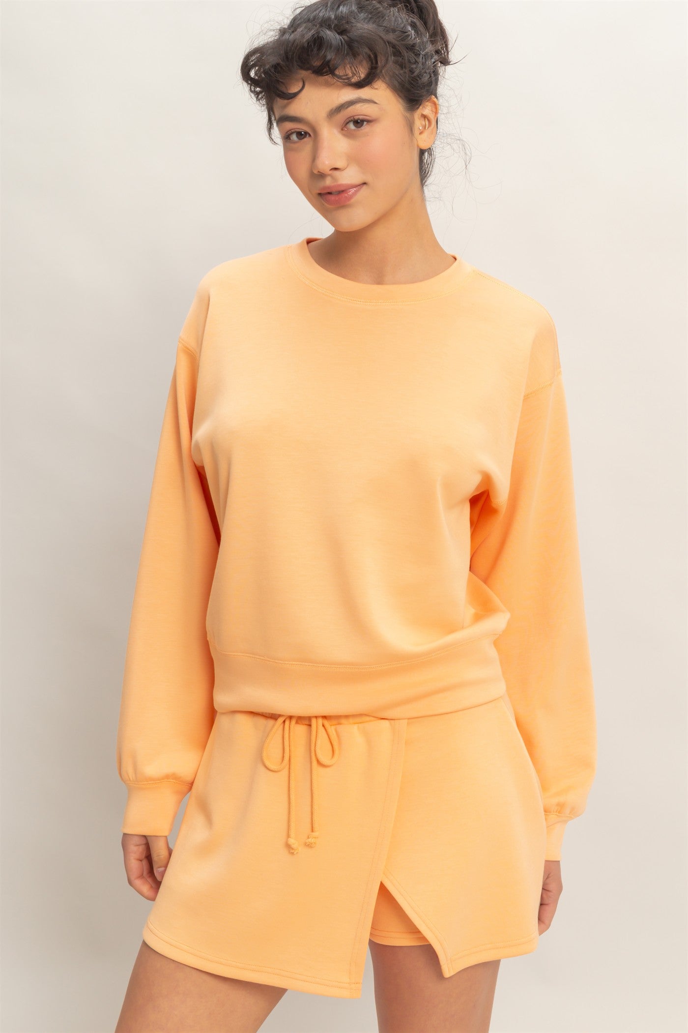 Wholesale Crew Neck Sweatshirt Sweatshirts DZ26C167 APRICOT DOUBLE ZERO