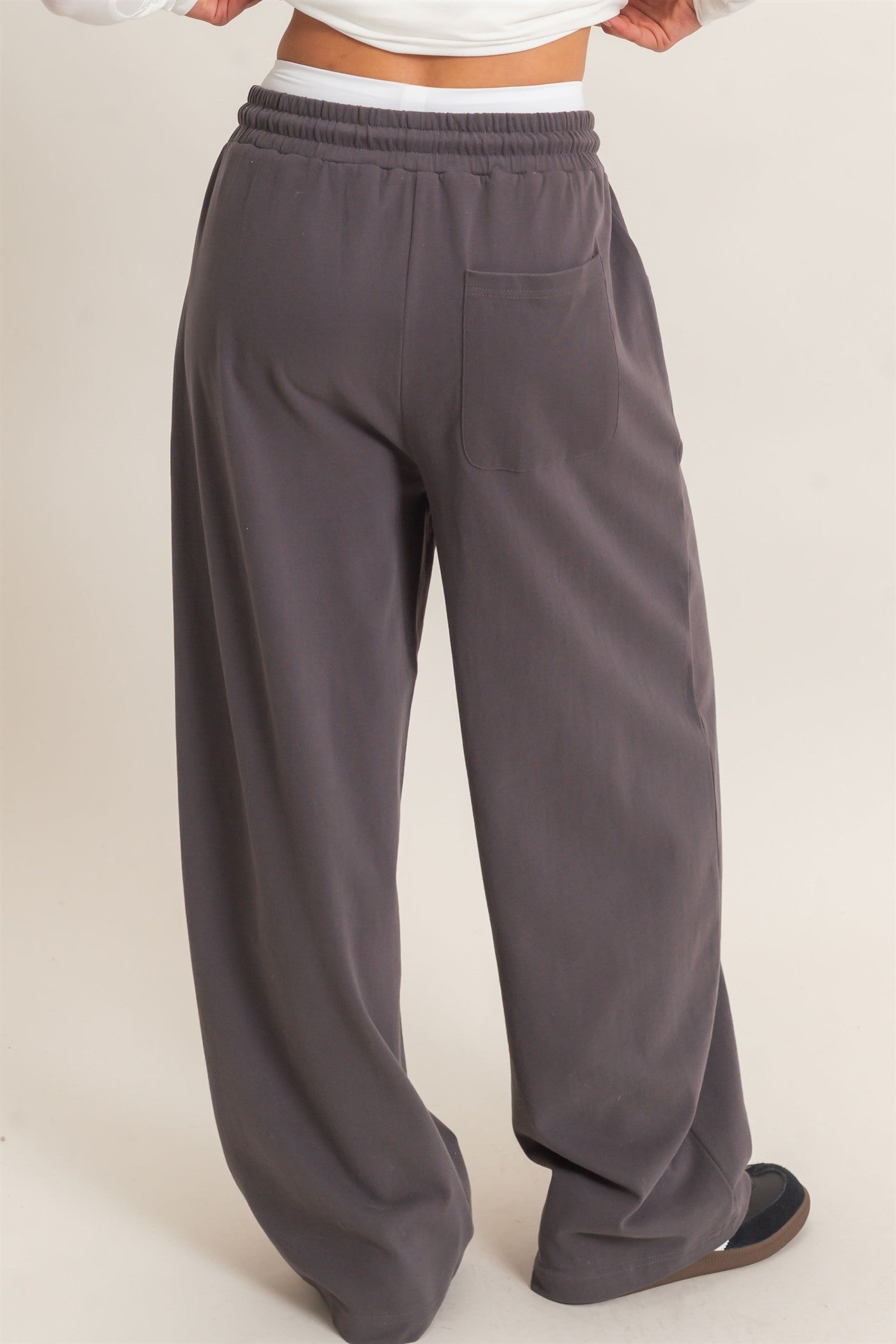 Wholesale Washed Barrel Sweatpants Pants DZ26E379 CHARCOAL DOUBLE ZERO