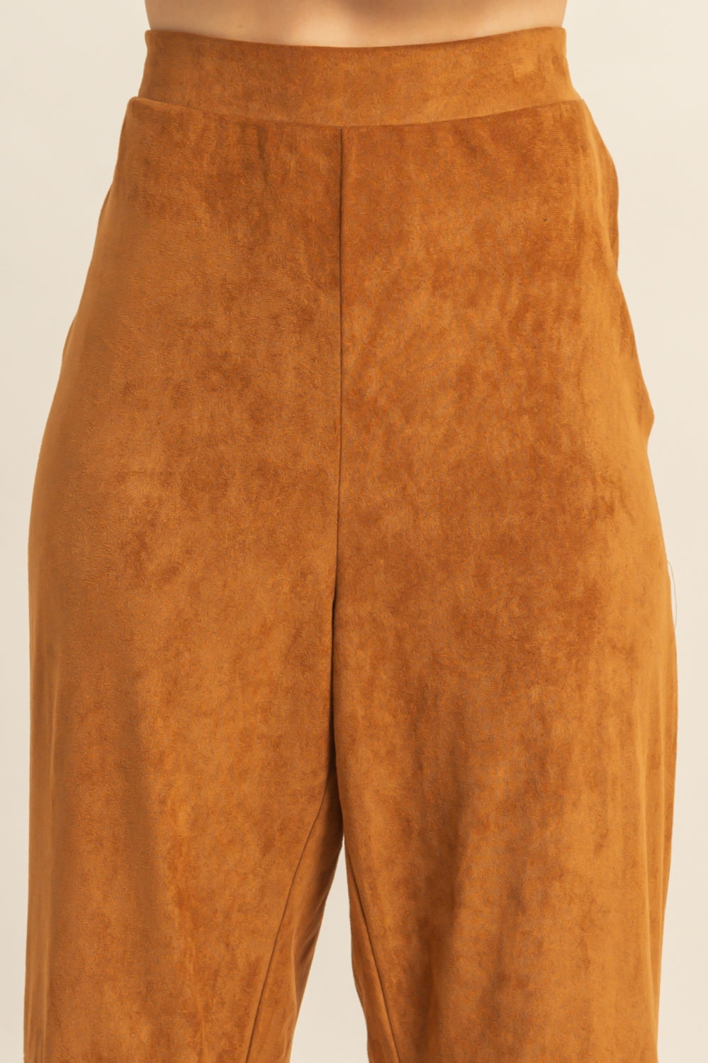 Wholesale Suede Wide-Leg Pants With Tailored Fit Pants HF26A592 CAMEL HYFVE