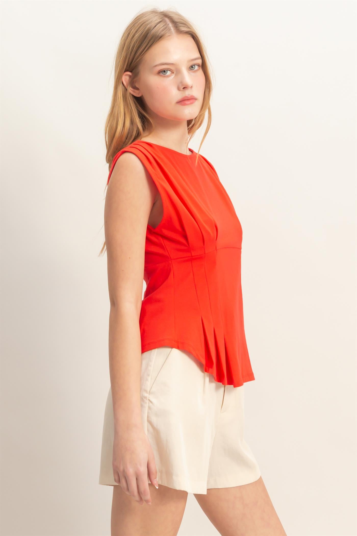 Wholesale Sleeveless Peplum Top Clothing Tops HF26A773 RED HYFVE