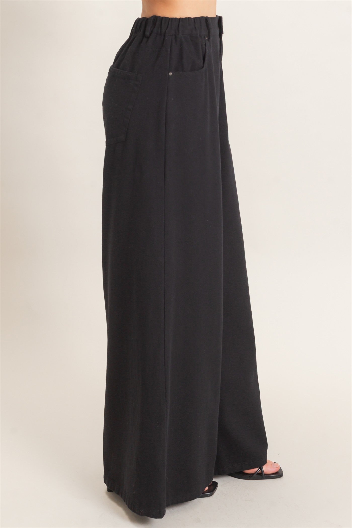 Wholesale Wide-Leg High-Rise Pants Pants HF26F222-D BLACK HYFVE