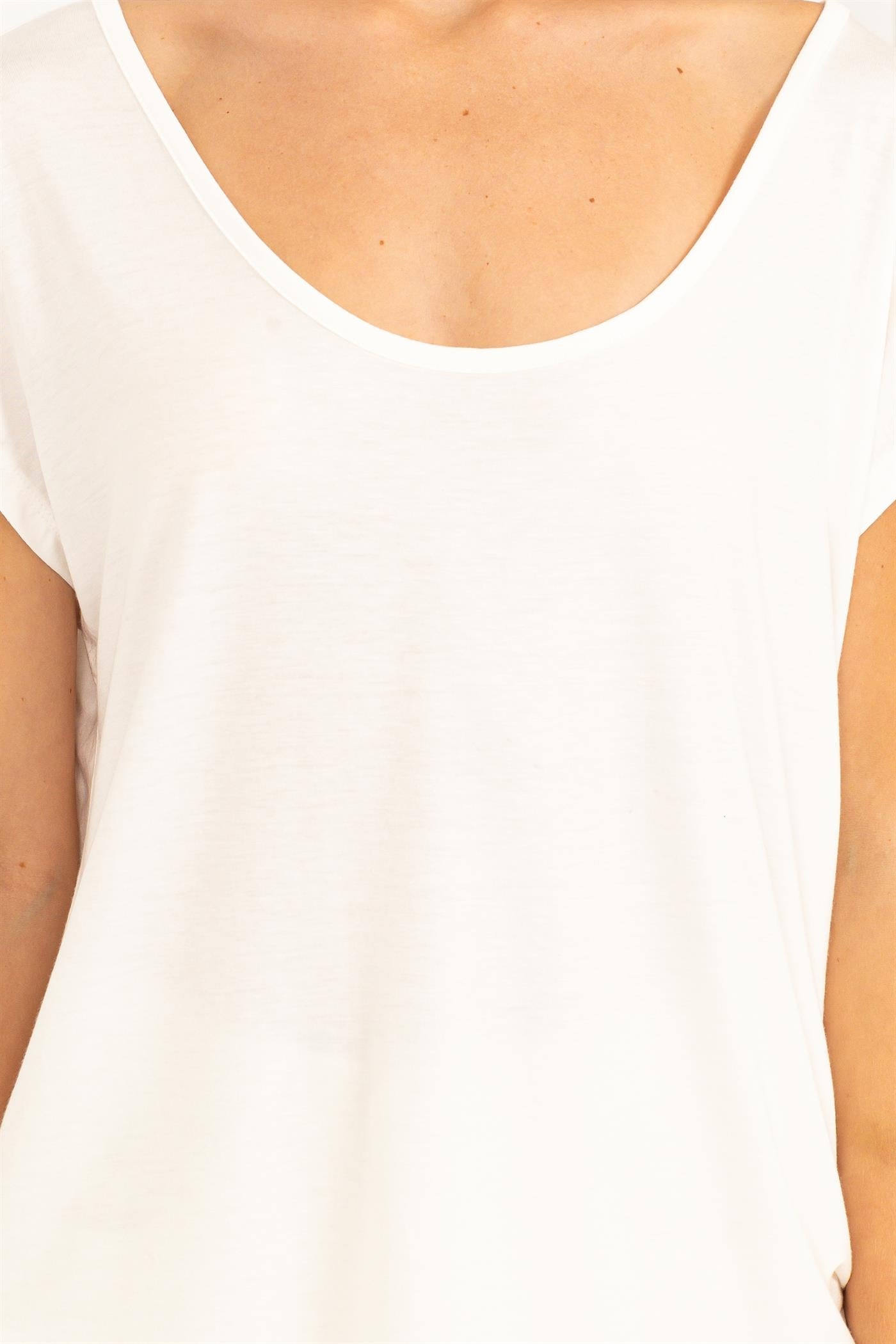 Wholesale Scoop Neck Short Sleeves Top Clothing Tops DZ23C788 OFF WHITE DOUBLE ZERO