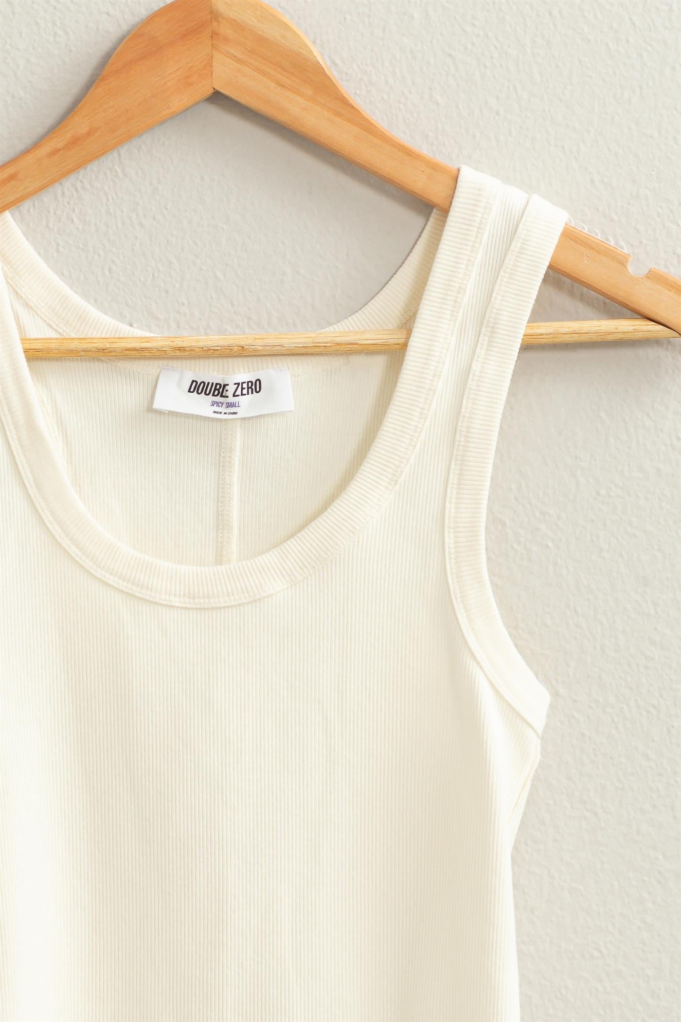Wholesale Acid Washed Tank Top Clothing Tops DZ24A649-D CREAM DOUBLE ZERO