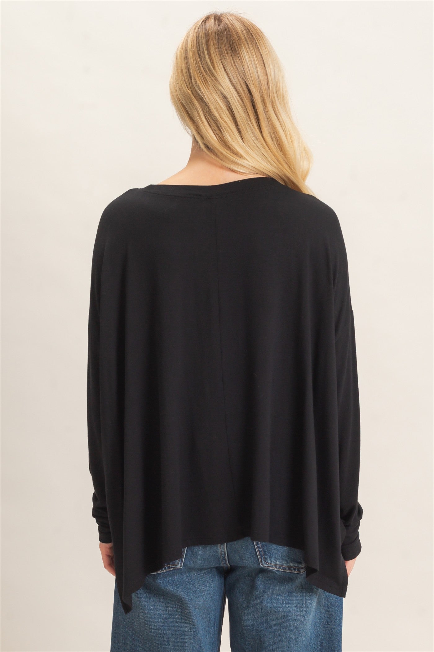 Wholesale Boat Neck Boxy Top Clothing Tops HF26F298 BLACK HYFVE