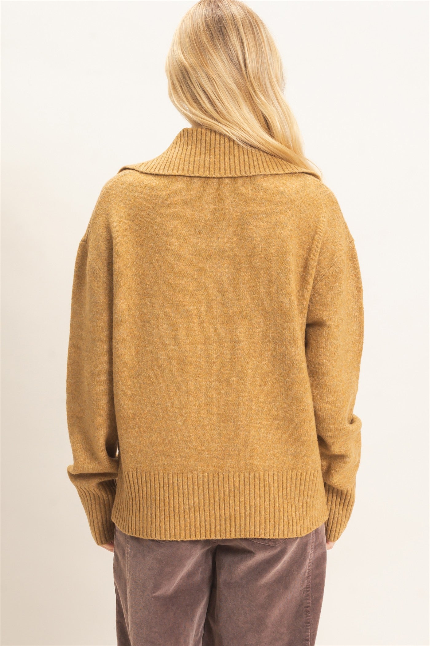 Wholesale Button-Up Collared Sweater Sweaters HF26E752 CAMEL HYFVE