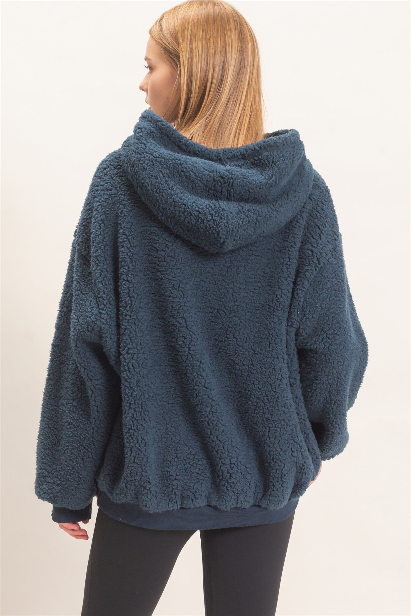 Wholesale Plush Sherpa Pullover Hoodie Hoodies HF26F289 MIDNIGHT BLUE HYFVE