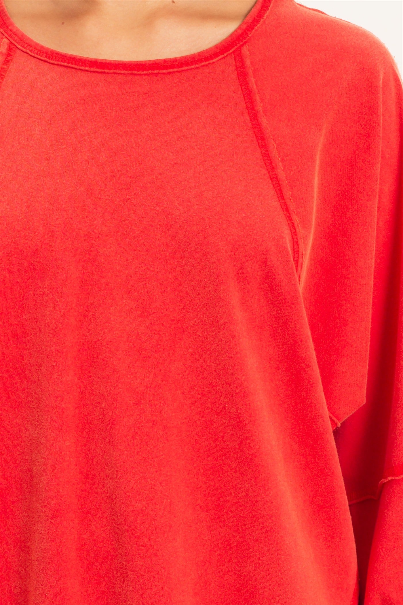 Wholesale Raglan Sleeve Snow Wash Top Shirts DZ26E945 RED DOUBLE ZERO