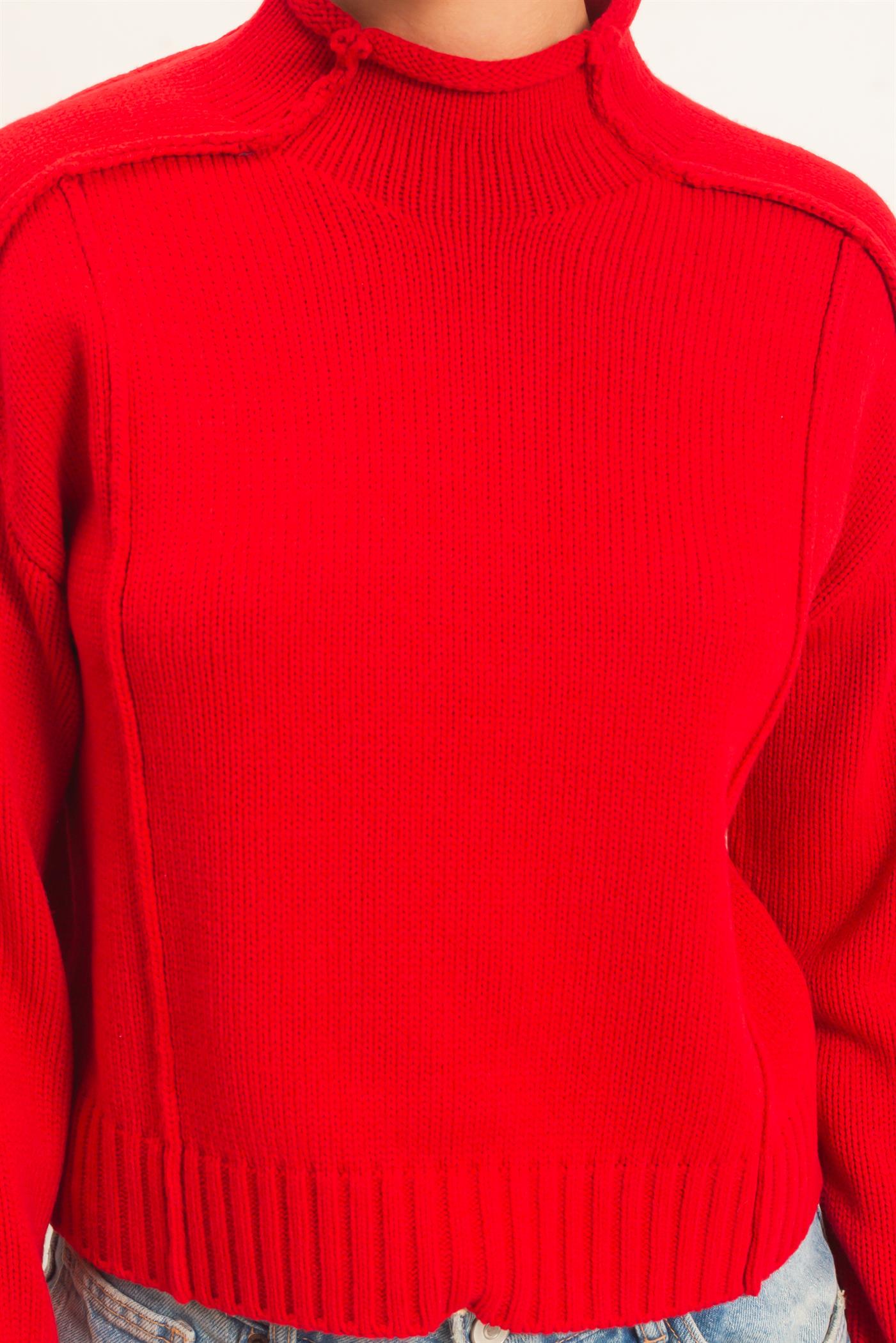 Wholesale Roll Neck Sweater With Reversed Seam Sweaters DZ26E271 RED DOUBLE ZERO
