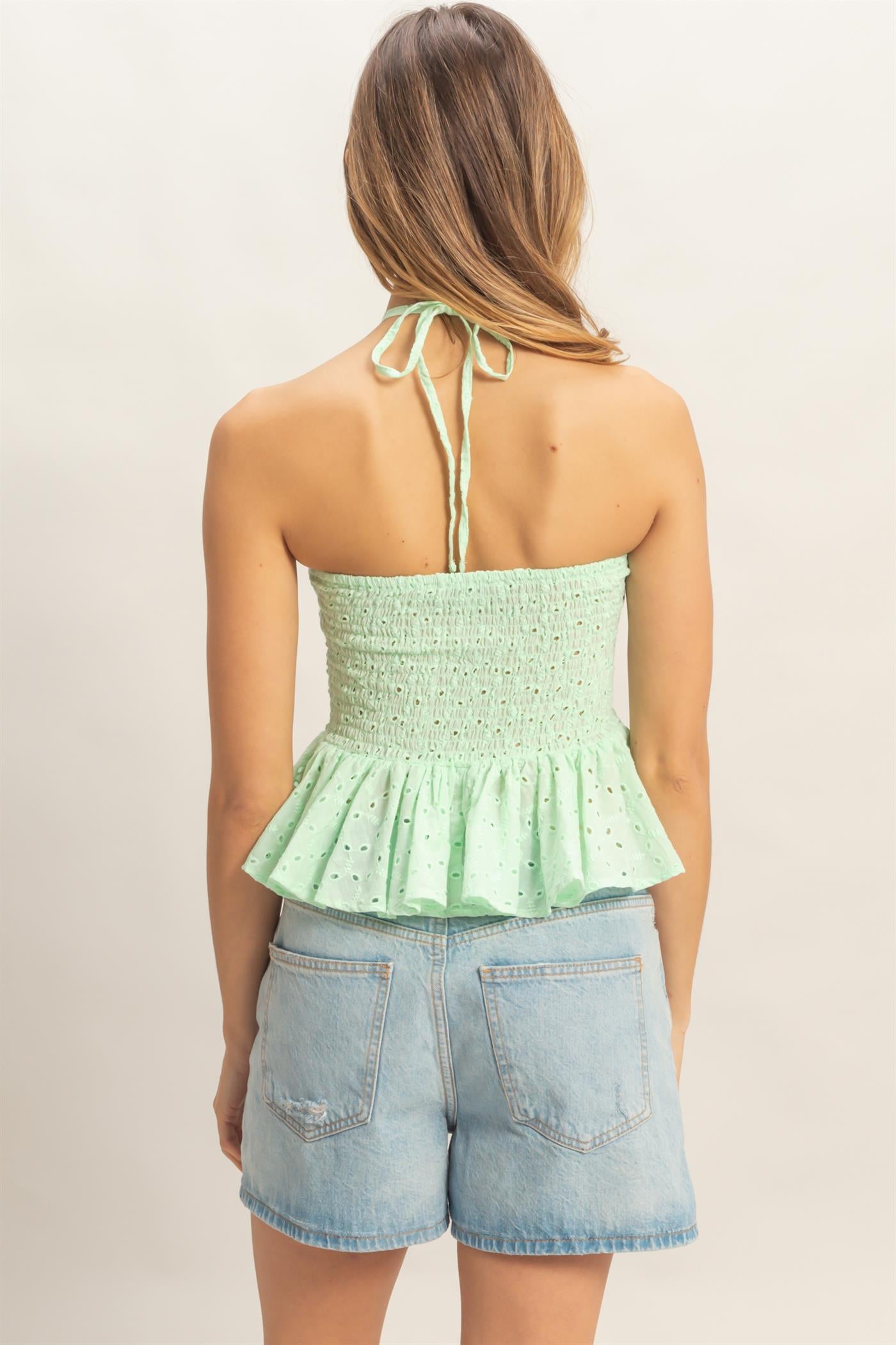 Wholesale Smocked Halter Top Clothing Tops HF26A276 L.SAGE HYFVE