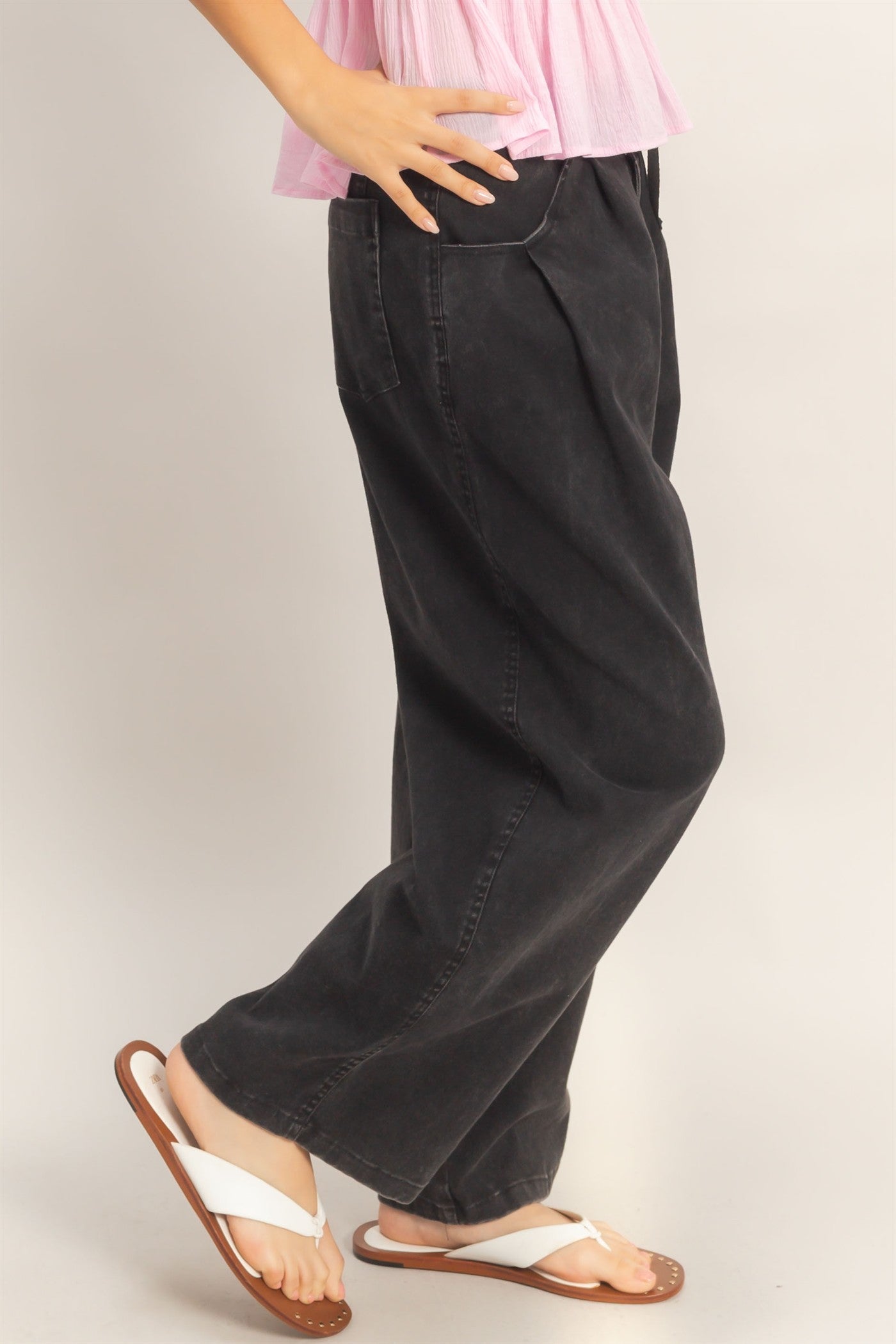 Wholesale Drawstring Wide-Leg Pants Pants HF26A393 BLACK HYFVE