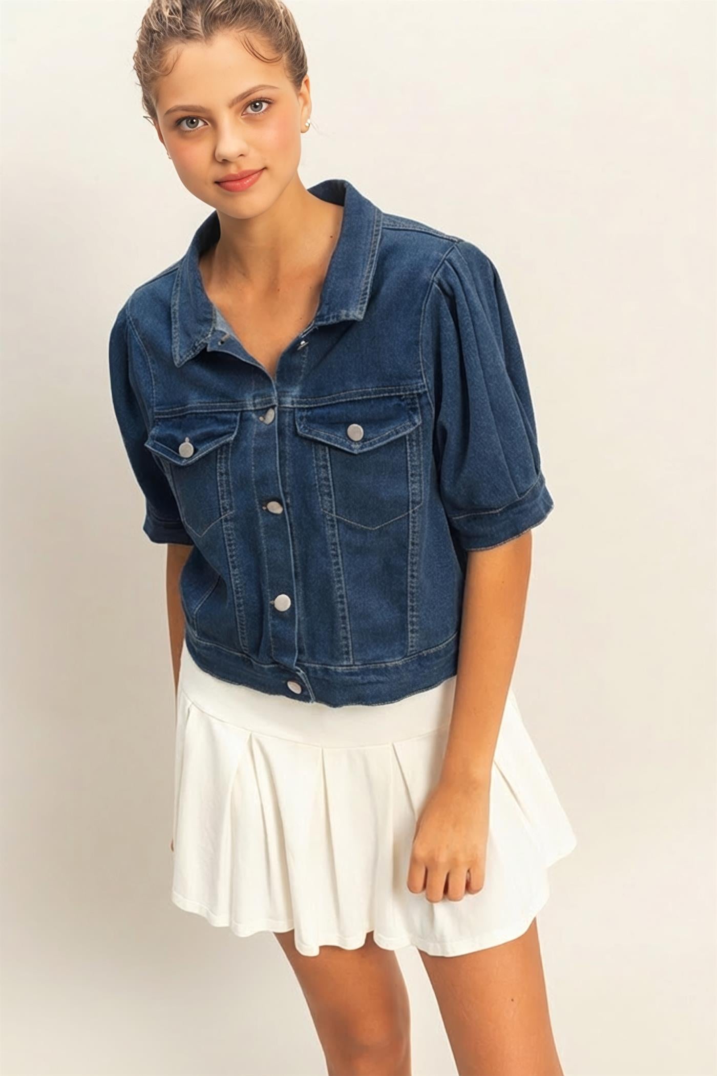 Wholesale Enzyme Washed Denim Jacket Clothing HF26A875 D.DENIM HYFVE