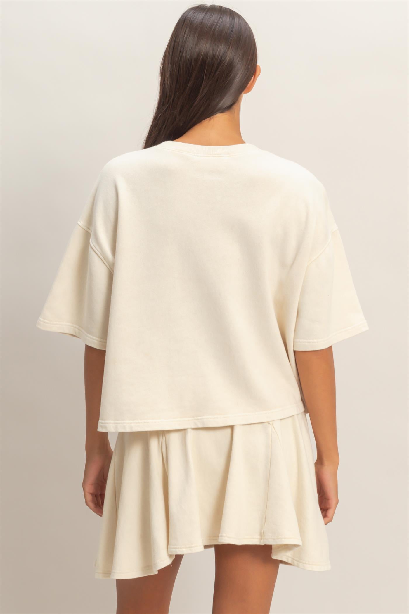 Wholesale Acid Wash Boxy Crew Neck Top T-Shirts DZ26C093 ALPACA DOUBLE ZERO