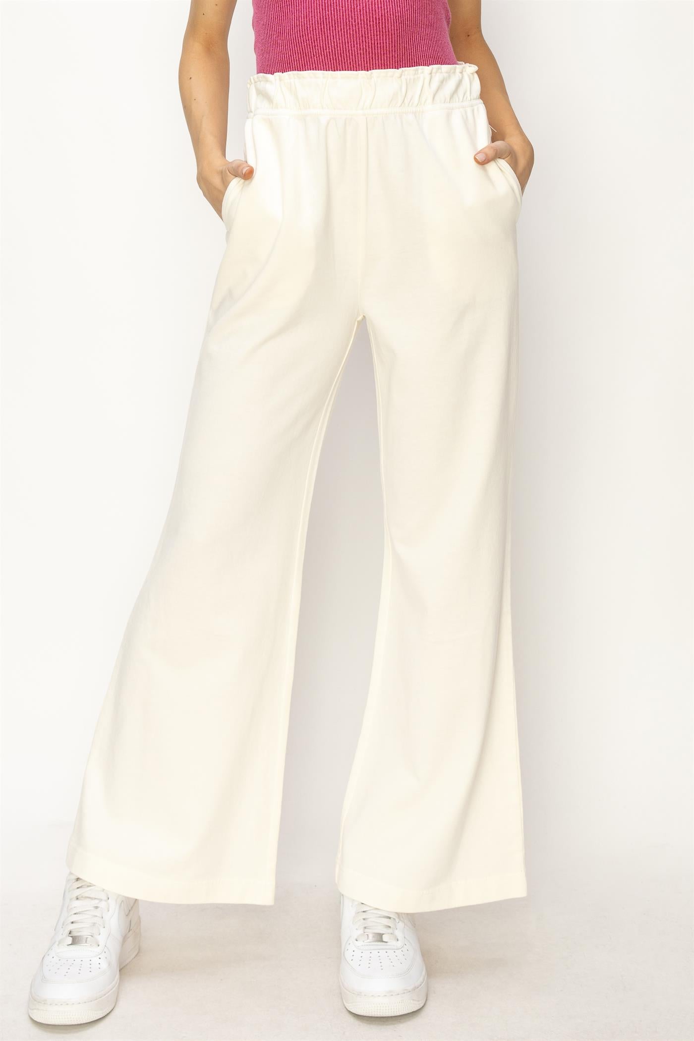 Wholesale High Waist Flare Pants Pants DZ24C346-D CREAM DOUBLE ZERO