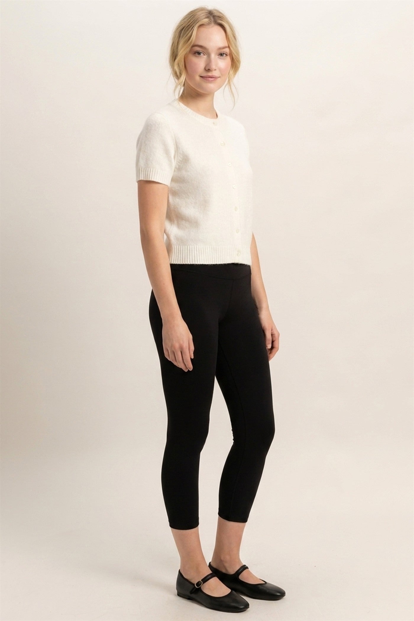 Wholesale Crew Neck Short Sleeve Cardigan Cardigans DZ26E108 WHIP CREAM DOUBLE ZERO