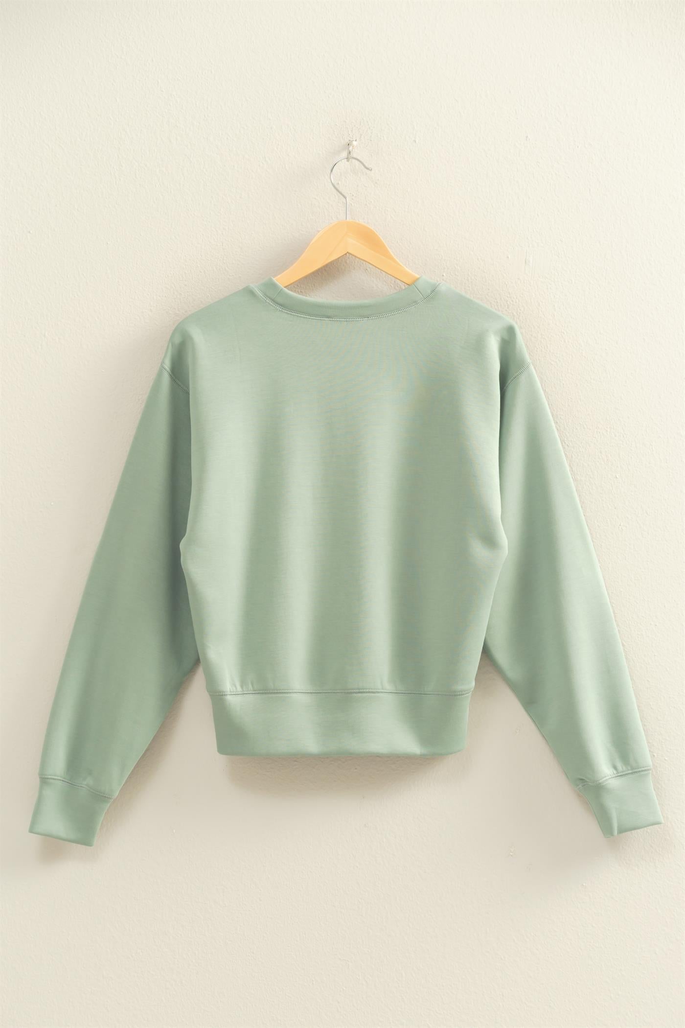 Wholesale Crew Neck Sweatshirt Sweatshirts DZ26C167 SAGE GREEN DOUBLE ZERO
