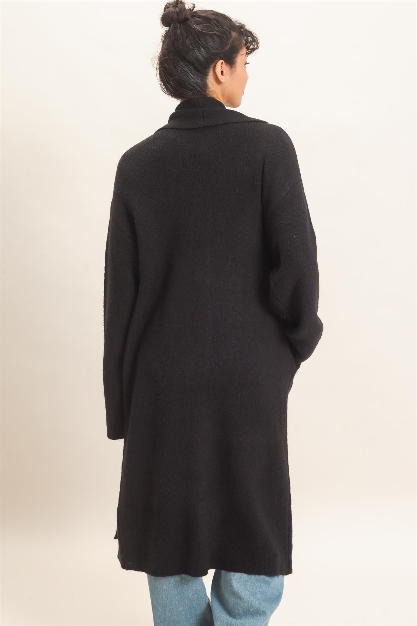 Wholesale Duster Cardigan Sweaters DZ26E267 BLACK DOUBLE ZERO