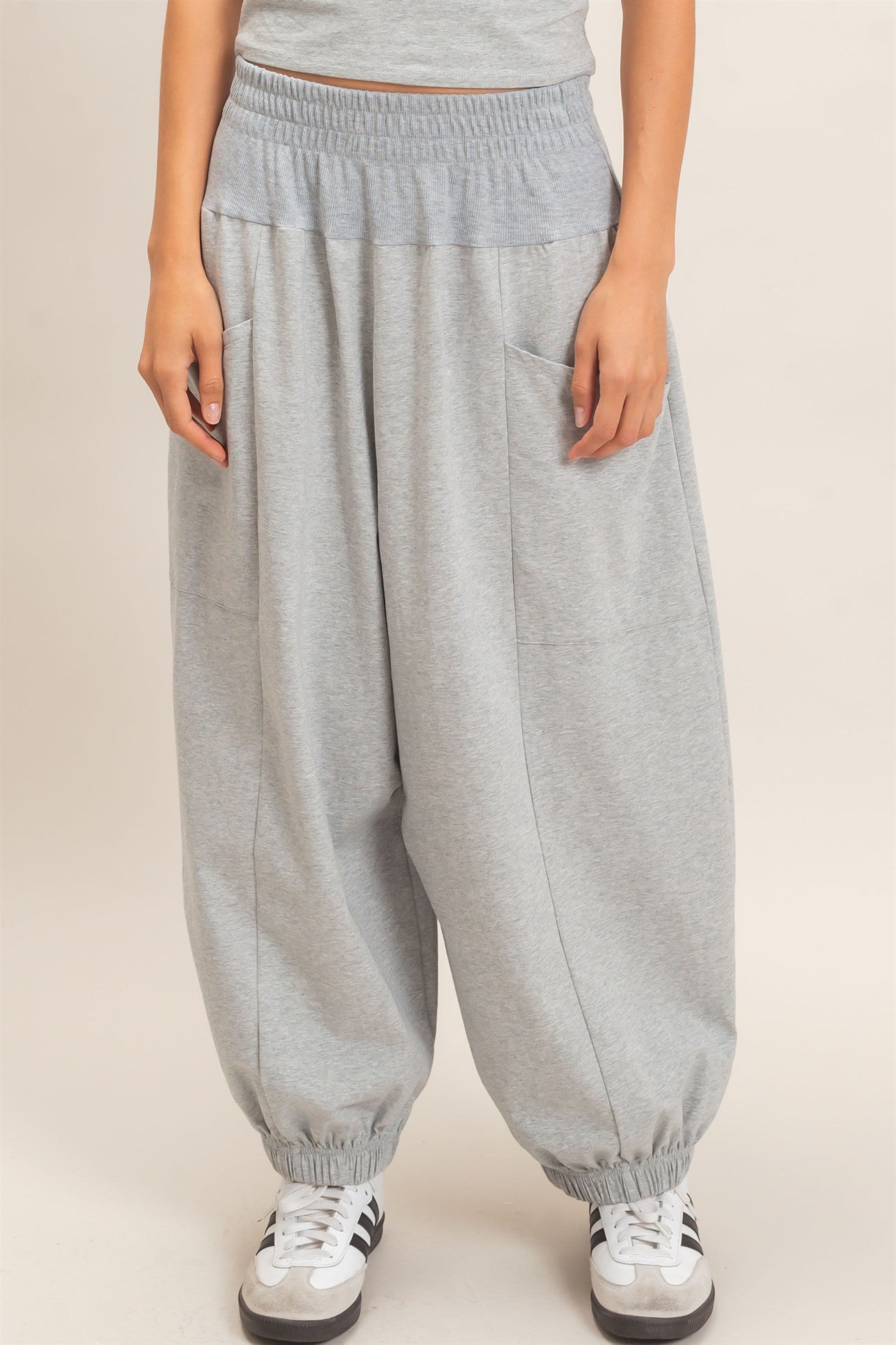Wholesale Elastic Waistband Jogger Pants Joggers HF26F295 HEATHER GRAY HYFVE