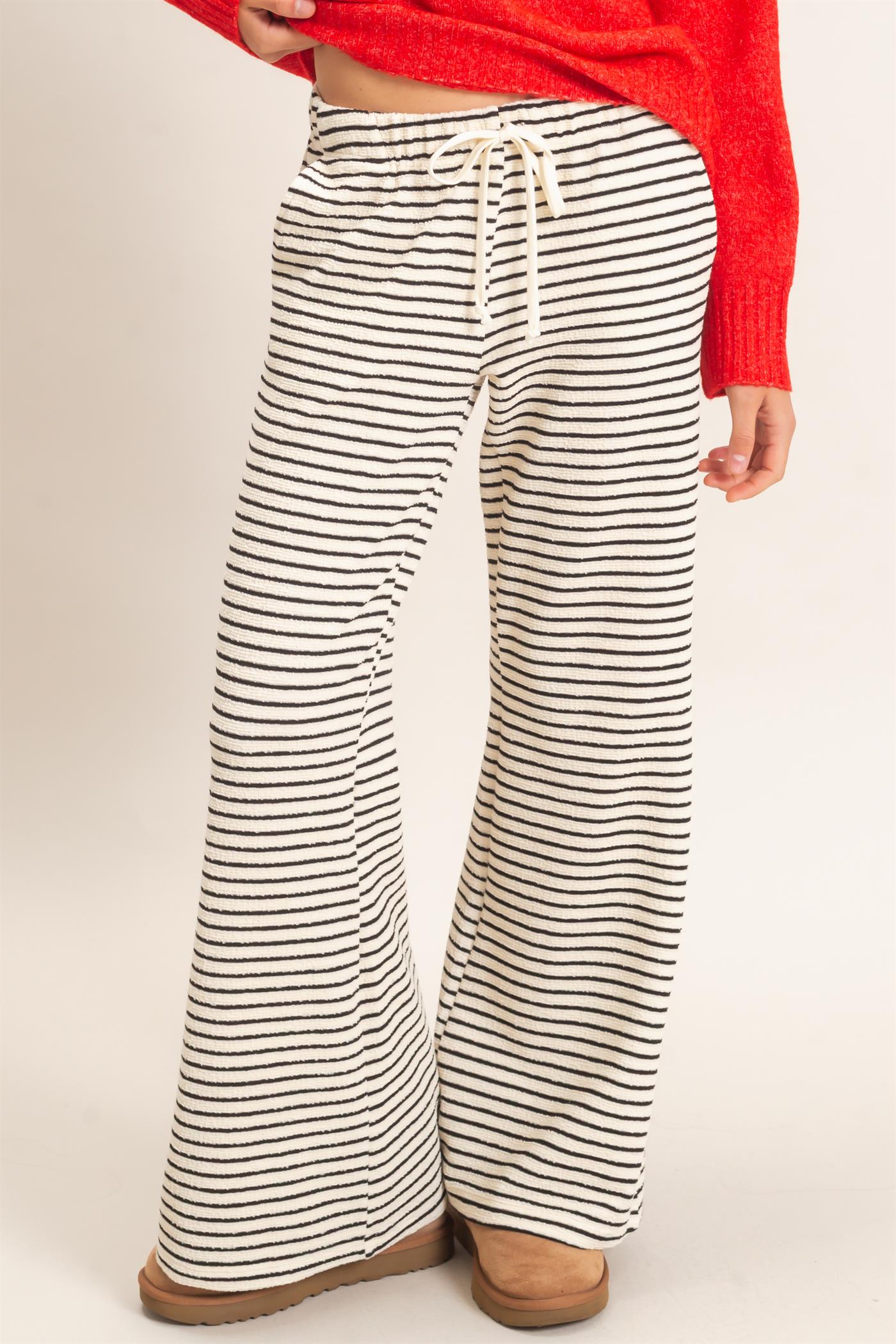 Wholesale Striped Wide Leg Pants Pants HF27A424 CREAM HYFVE