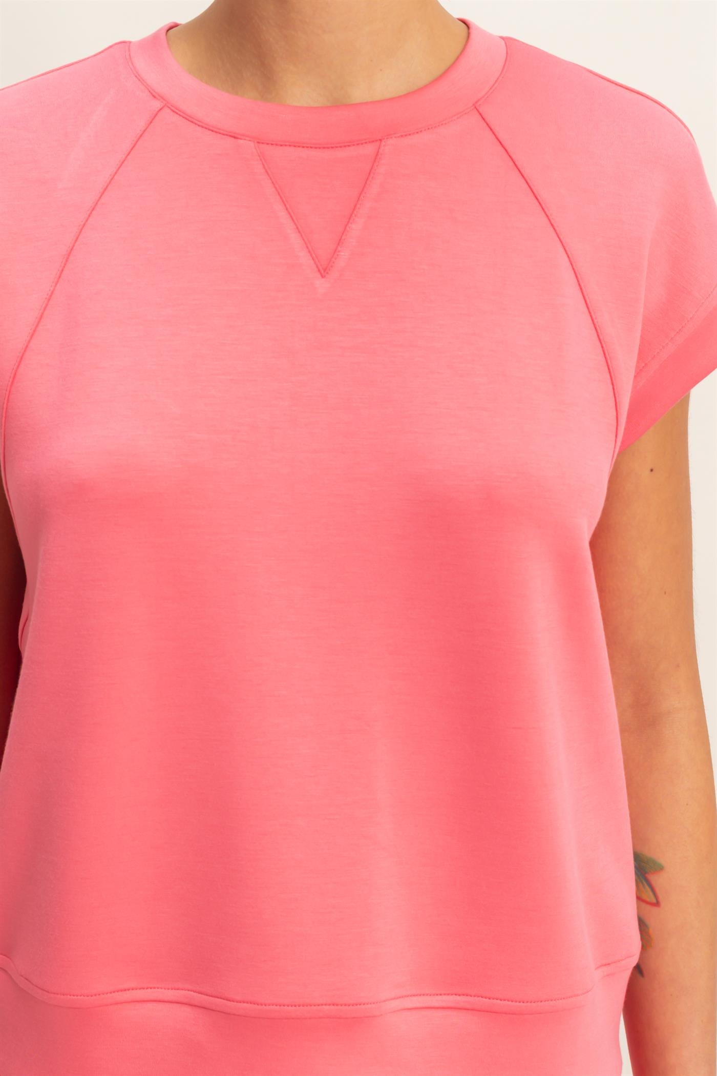 Wholesale Crew Neck Sleeveless Top And Shorts Set Clothing DZ26C575-SET TAFFY PINK DOUBLE ZERO