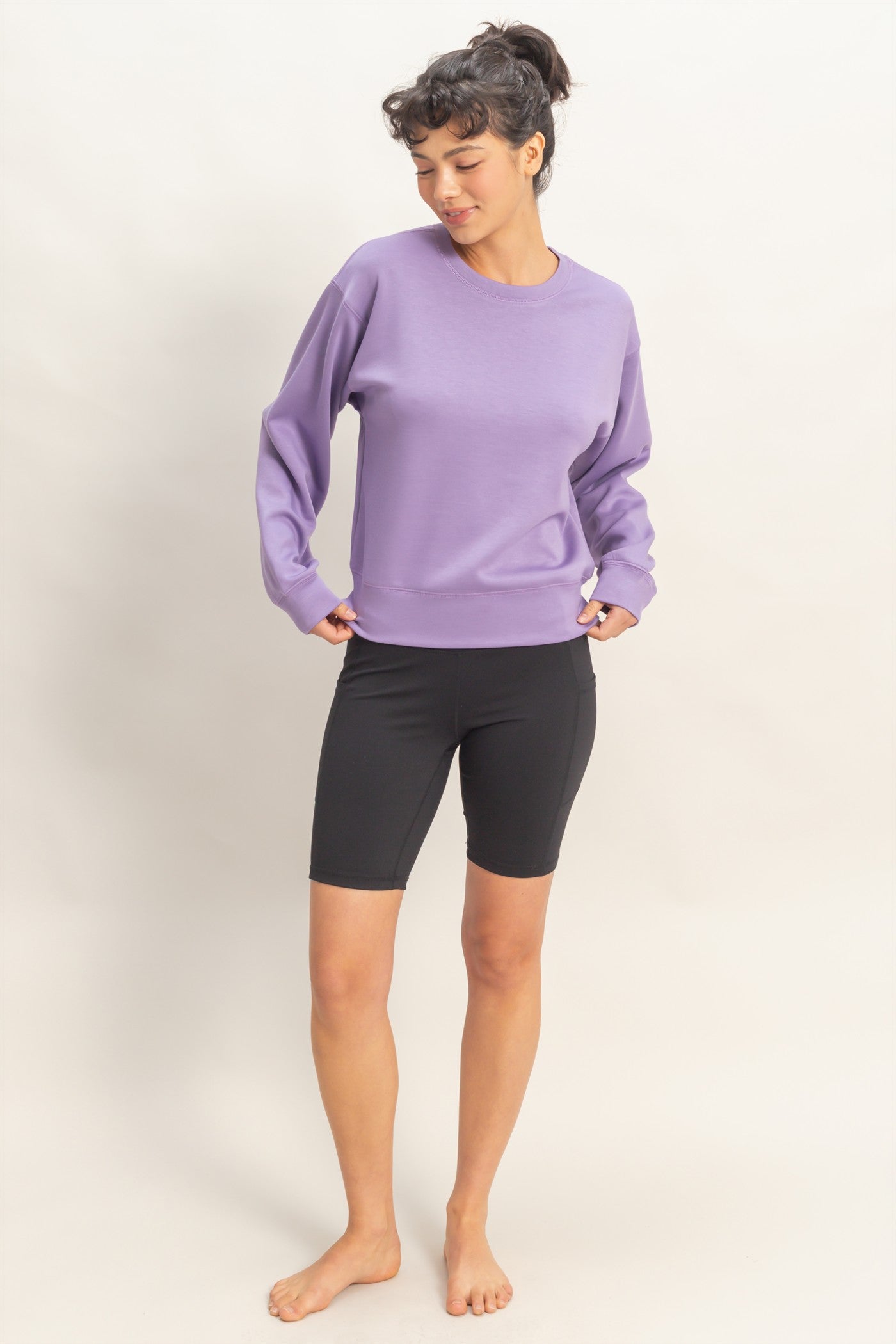 Wholesale Crew Neck Sweatshirt Sweatshirts DZ26C167 DUSTY PURPLE DOUBLE ZERO