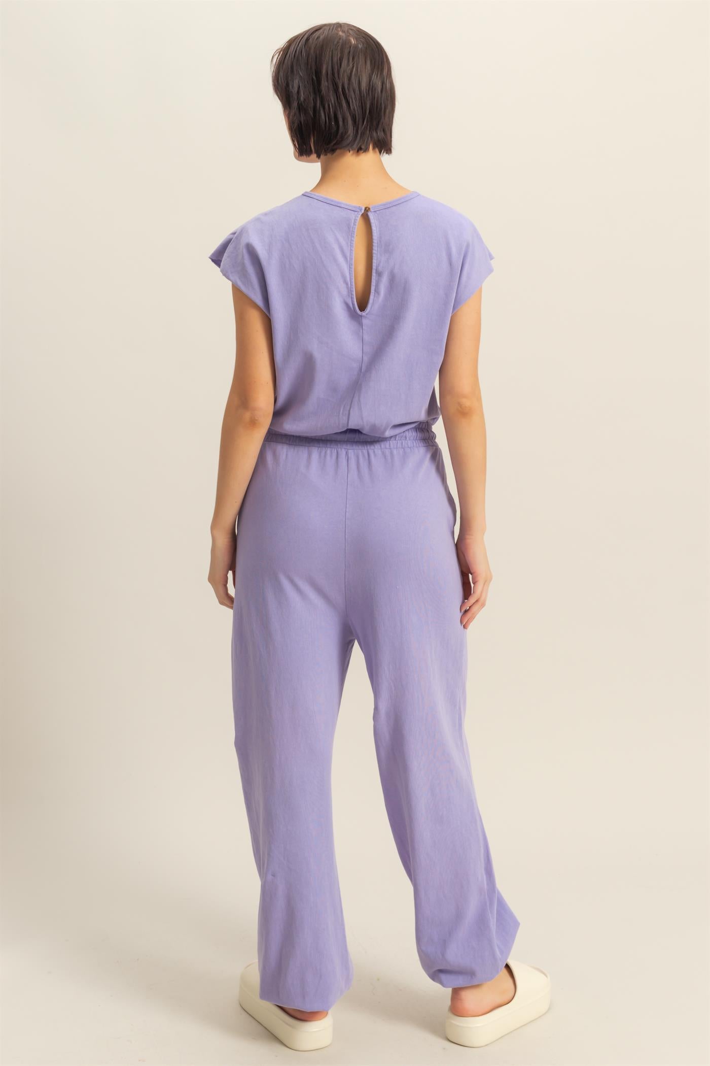 Wholesale Short Sleeve Casual Jumpsuit Clothing DZ24C619 WISTERIA DOUBLE ZERO