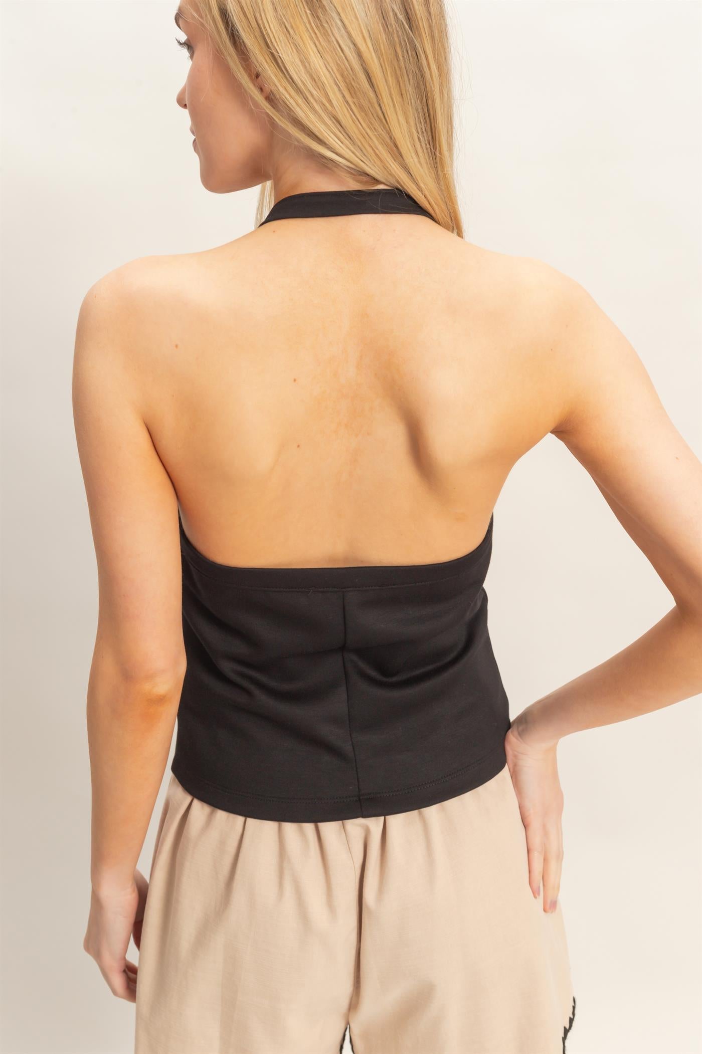 Wholesale Halter Top With Gold Loop Clothing Tops HF26C761 BLACK HYFVE