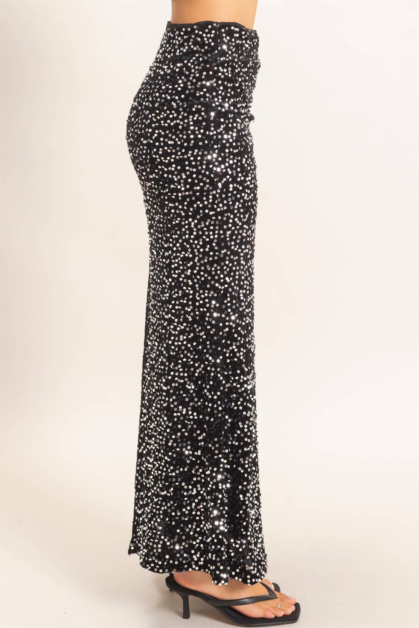 Wholesale Sequin Midi Skirt Skirts HF26F121 BLACK HYFVE