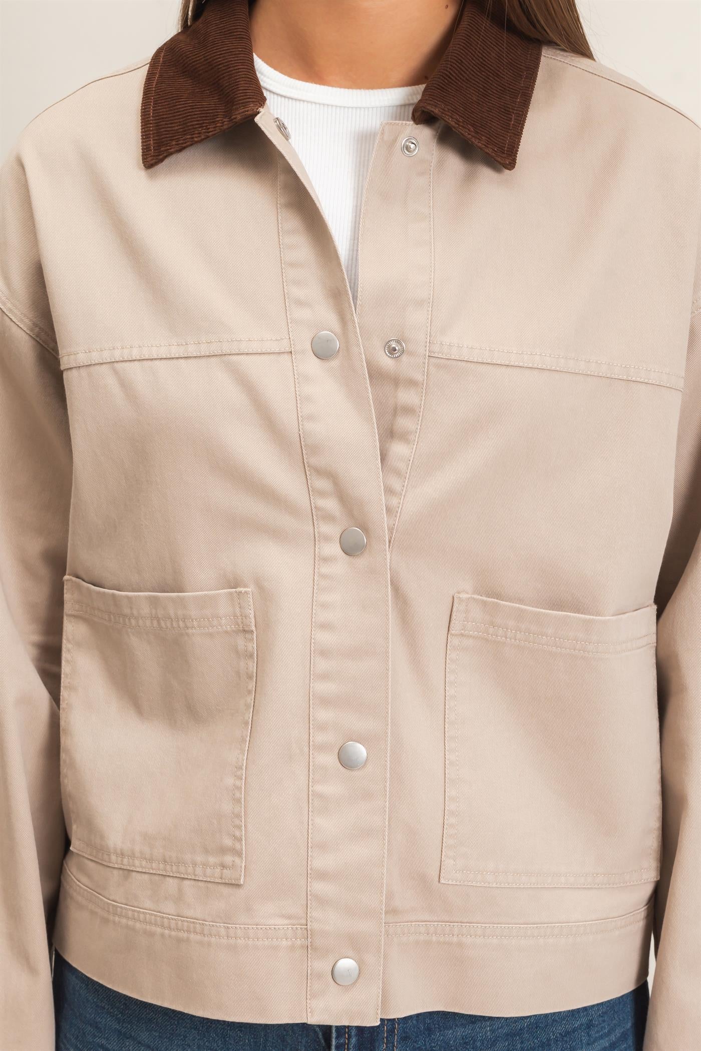 Wholesale Twill Barn Jacket Coats & Jackets DZ26E394 BEIGE DOUBLE ZERO