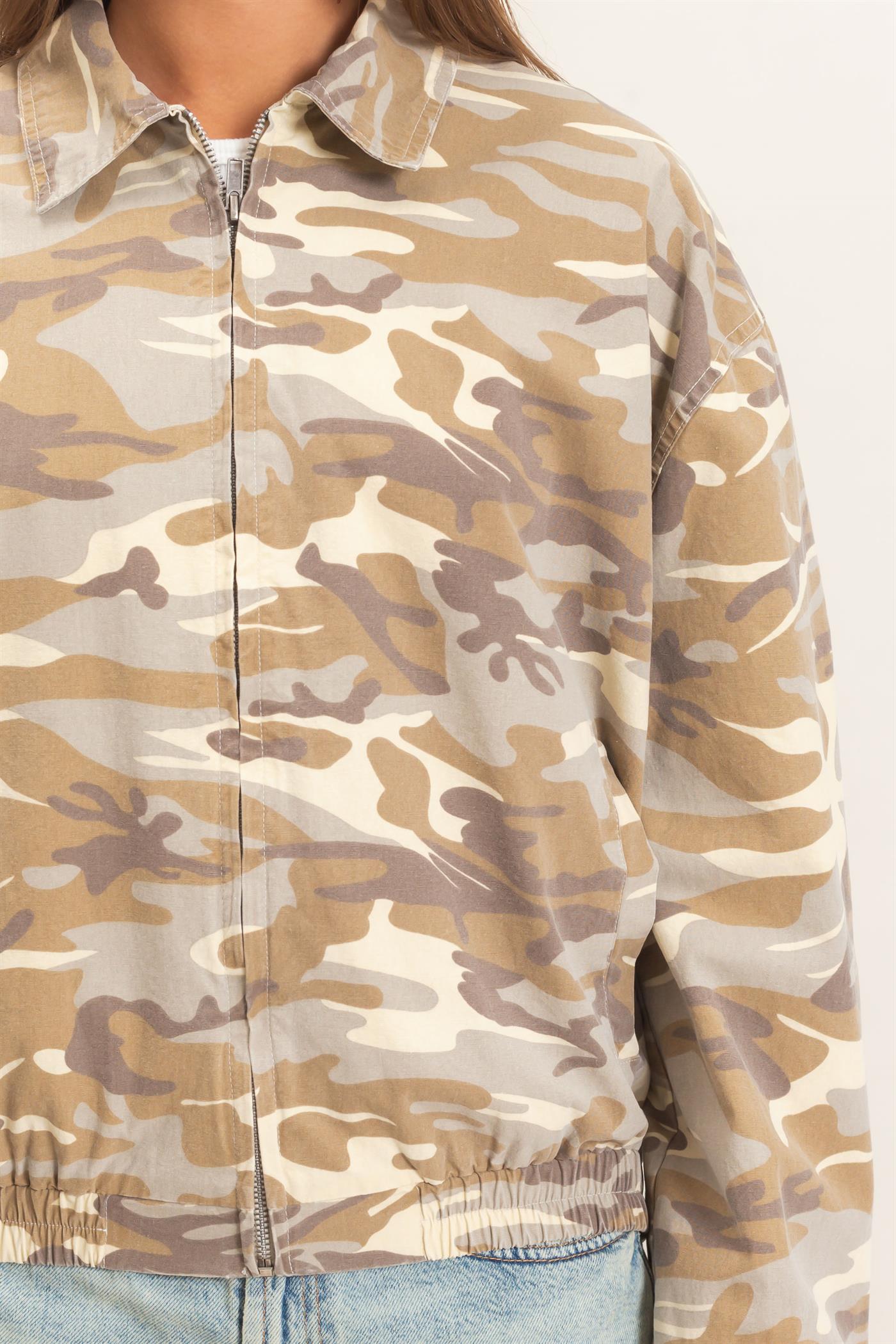 Wholesale Camouflage Zip-Up Jacket Coats & Jackets DZ26E398 STONE DOUBLE ZERO