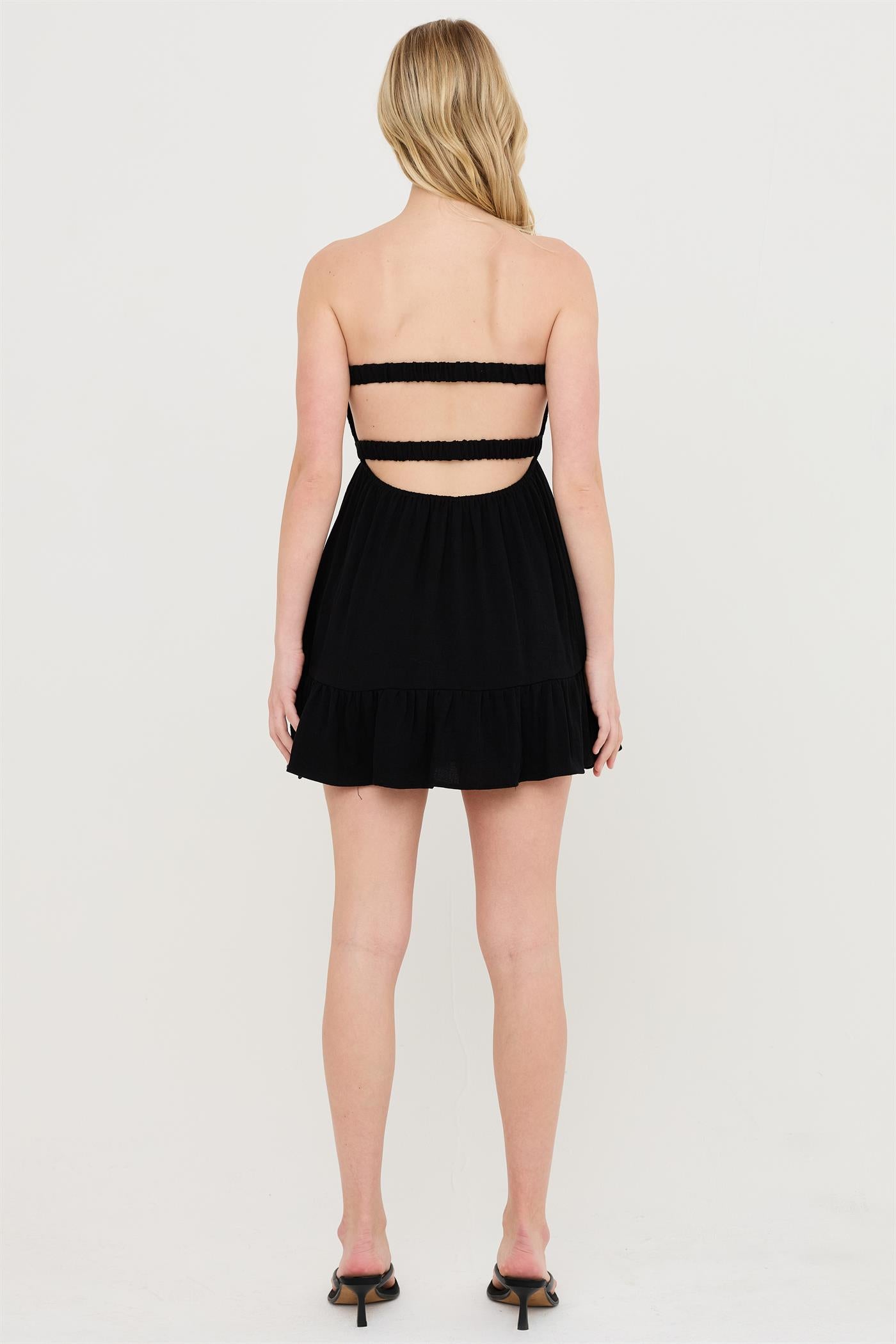 Wholesale Twist Front Mini Dress Dresses HF26C118-D BLACK HYFVE