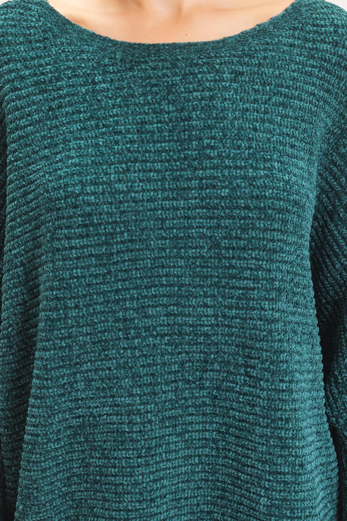 Wholesale Chenille Boat Neck Dolman Sleeve Sweater Sweaters HF26F185 D.GREEN HYFVE
