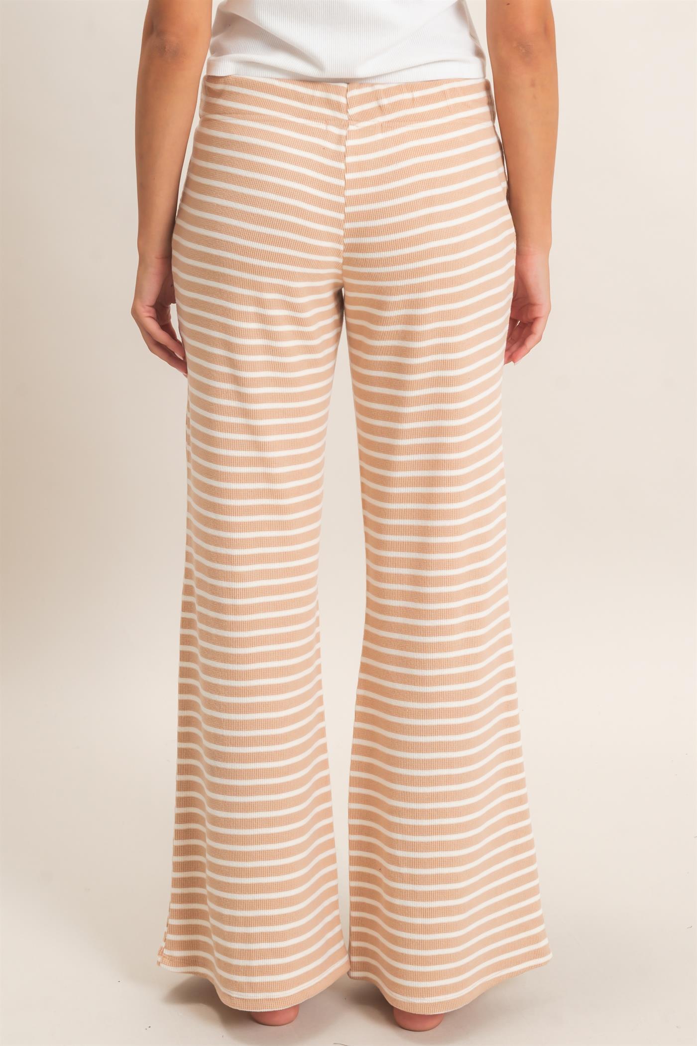 Wholesale Low Rise Striped Waffle Knit Pants Pants DZ26E553 SAND DOUBLE ZERO