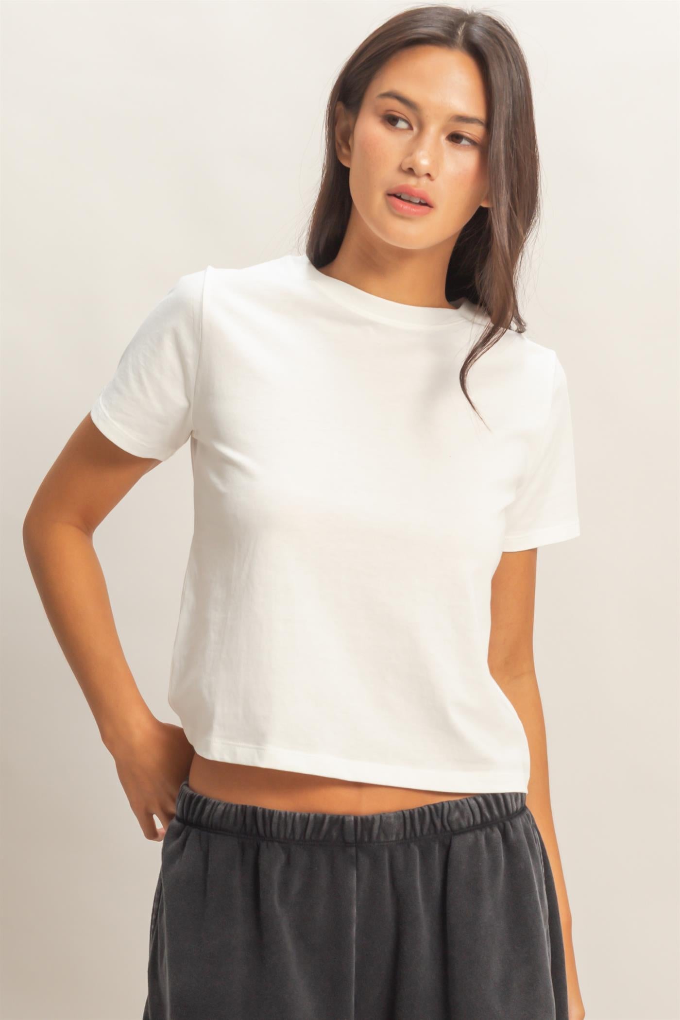 Wholesale Crew Neck Cotton T-Shirt Clothing Tops DZ26C412 OFF WHITE DOUBLE ZERO