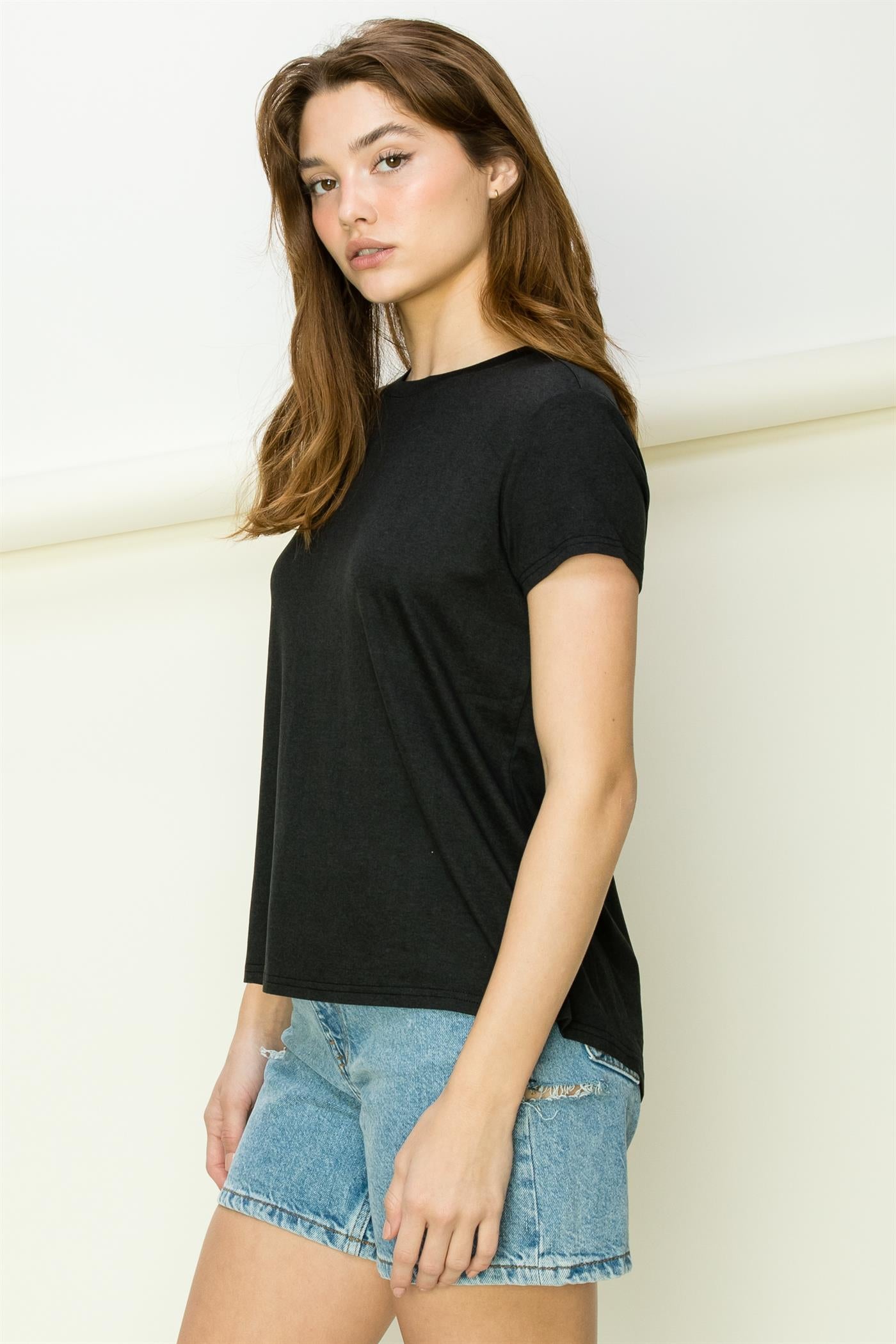 Wholesale All Yours Short Sleeve Open Back Tee Clothing Tops DZ22E576 FLARE DOUBLE ZERO