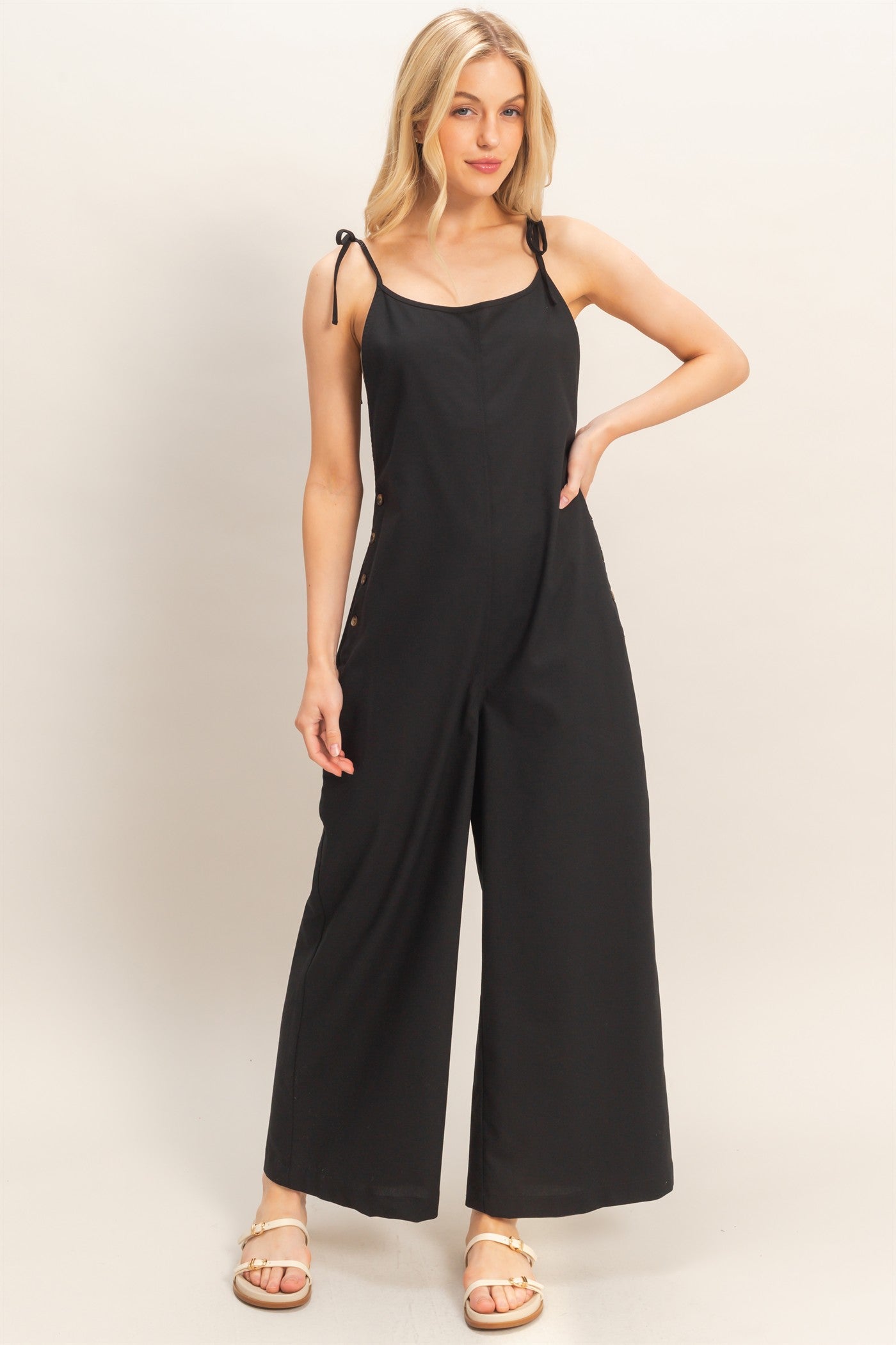 Wholesale Adjustable Strap Jumpsuit Clothing HF26A799 BLACK HYFVE