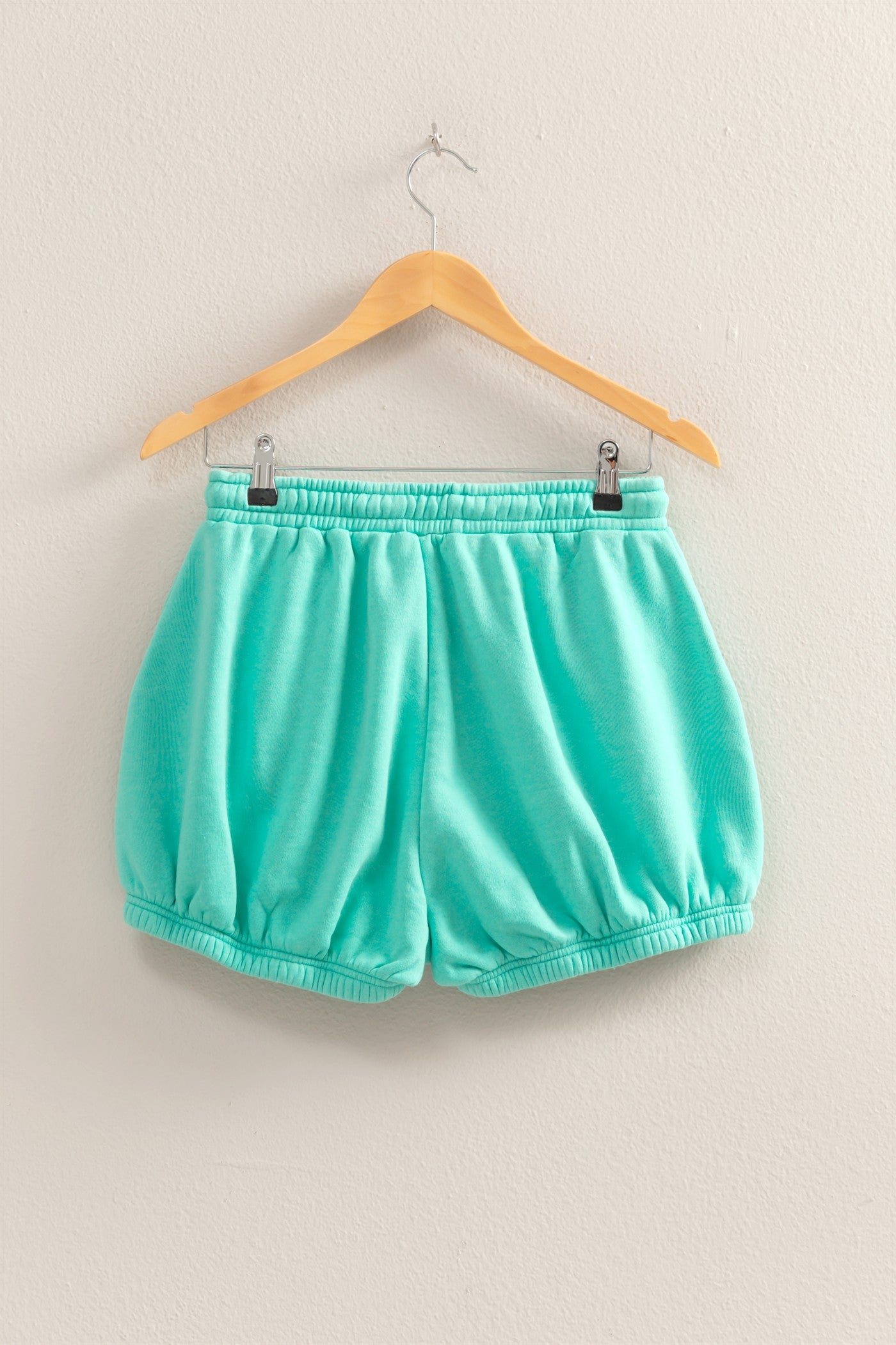Wholesale Drawstring Waist Bubbled Hem Shorts Shorts DZ25A702 TURQUOISE DOUBLE ZERO