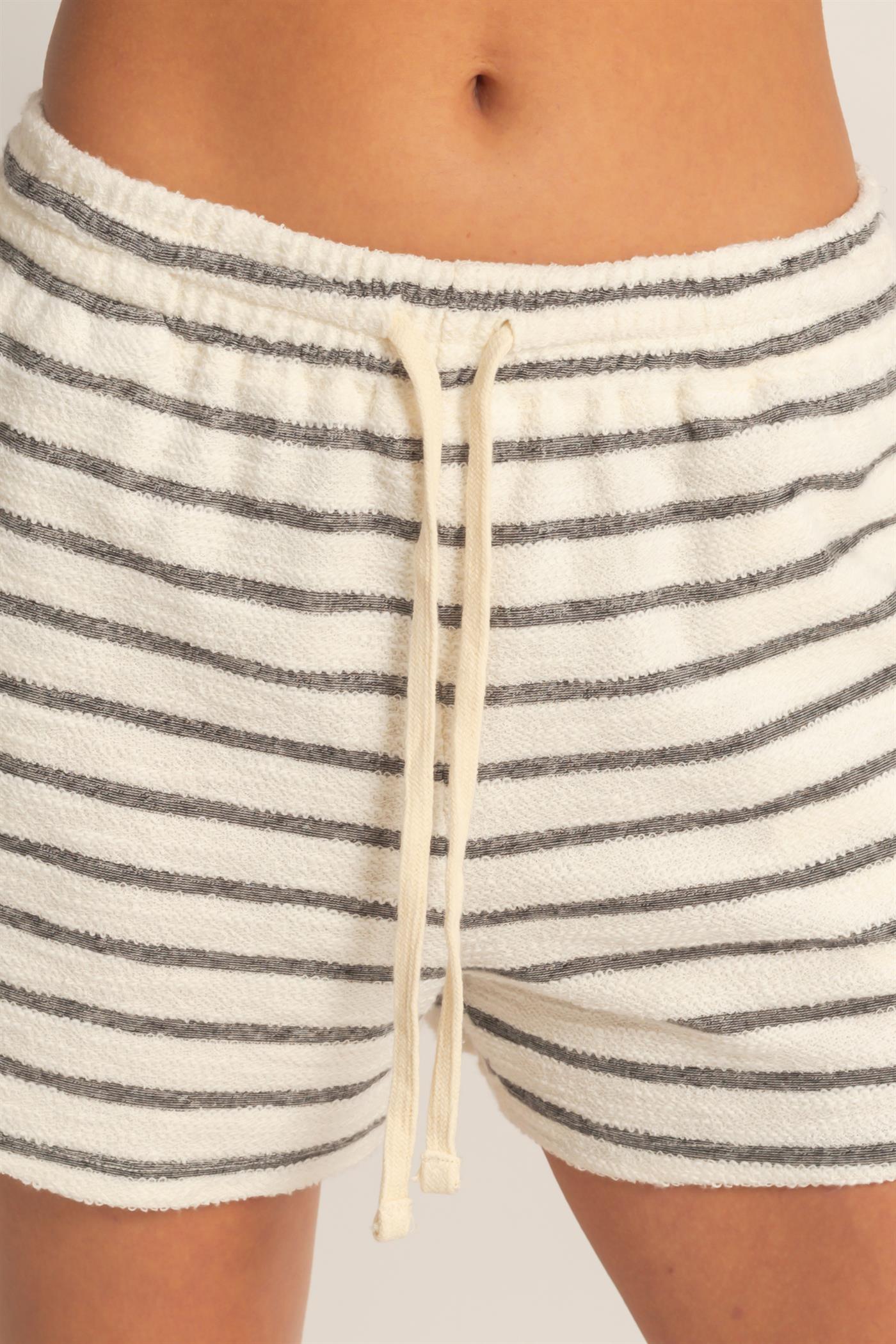 Wholesale Striped Drawstring Waist Shorts Shorts DZ26A753 BLACK DOUBLE ZERO