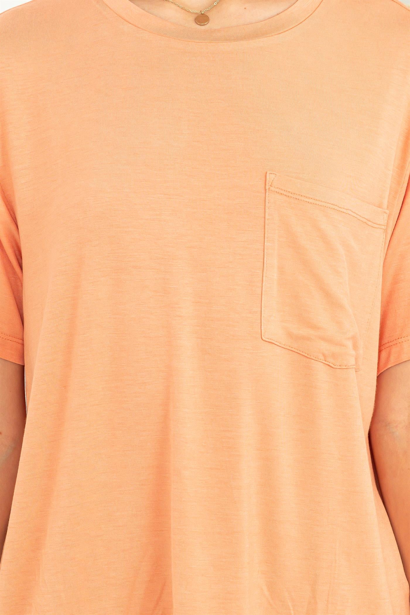 Wholesale Oversized Pocket Tee Clothing Tops DZ23C568 CREAMY PEACH HYFVE