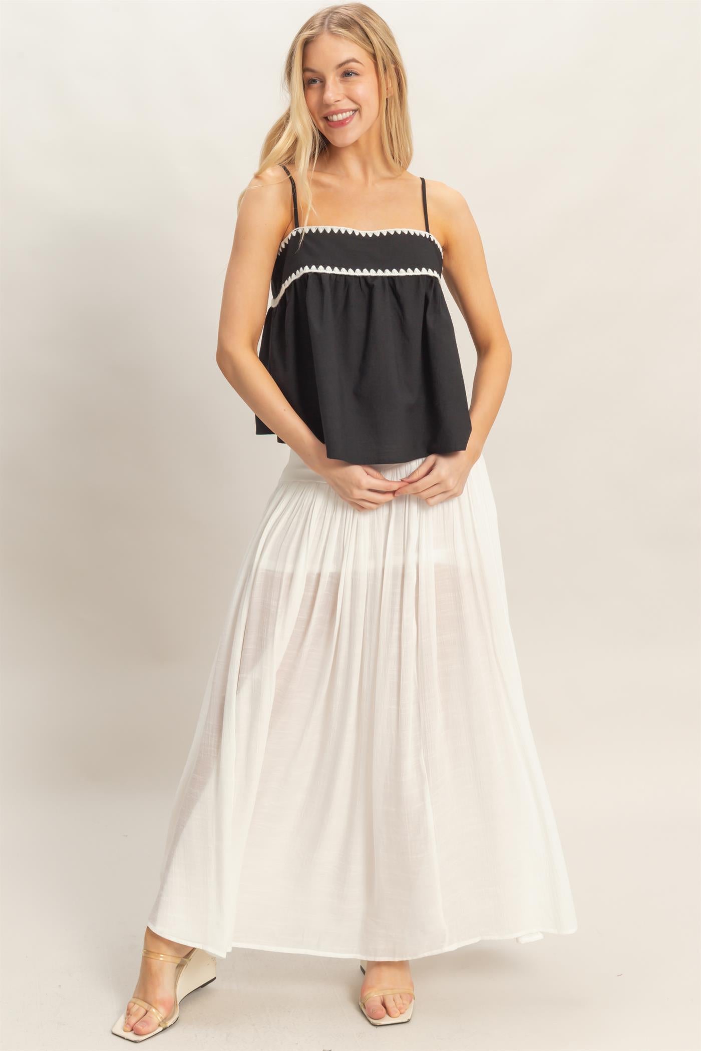 Wholesale Sleeveless Babydoll Top Blouses HF26A485 BLACK HYFVE