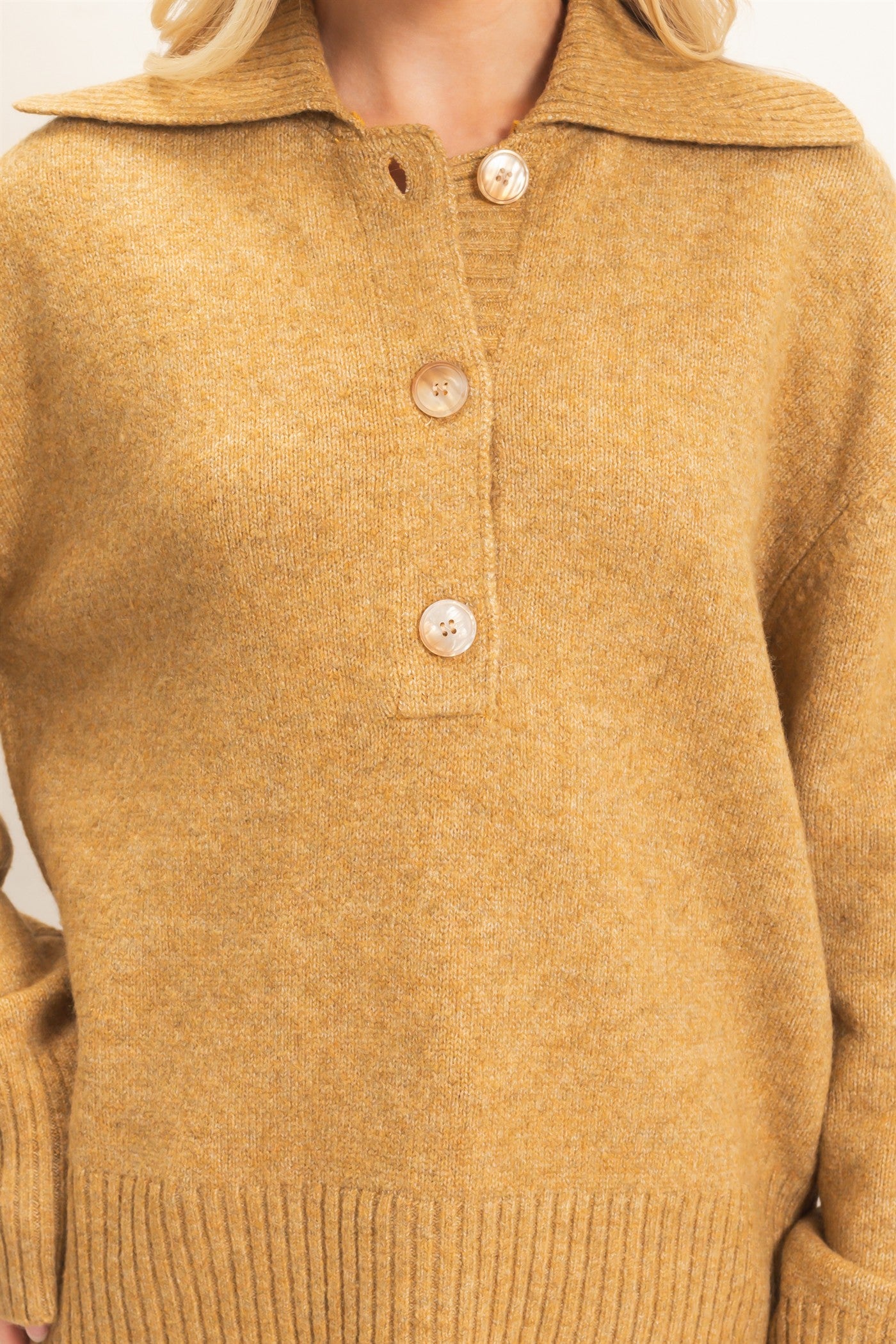 Wholesale Button-Up Collared Sweater Sweaters HF26E752 CAMEL HYFVE